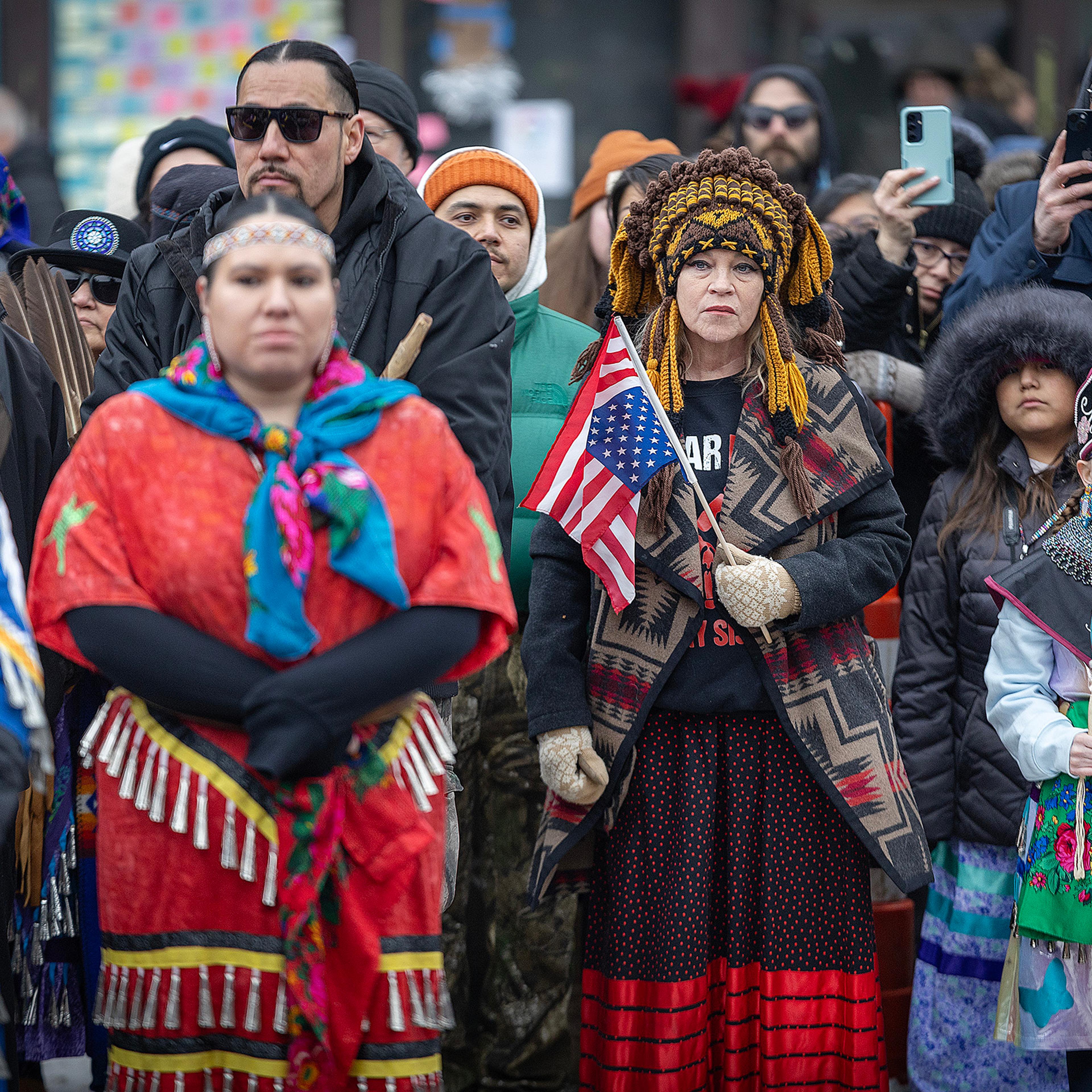Native healing ceremony at Alex Pretti memorial, Minneapolis, February 2026