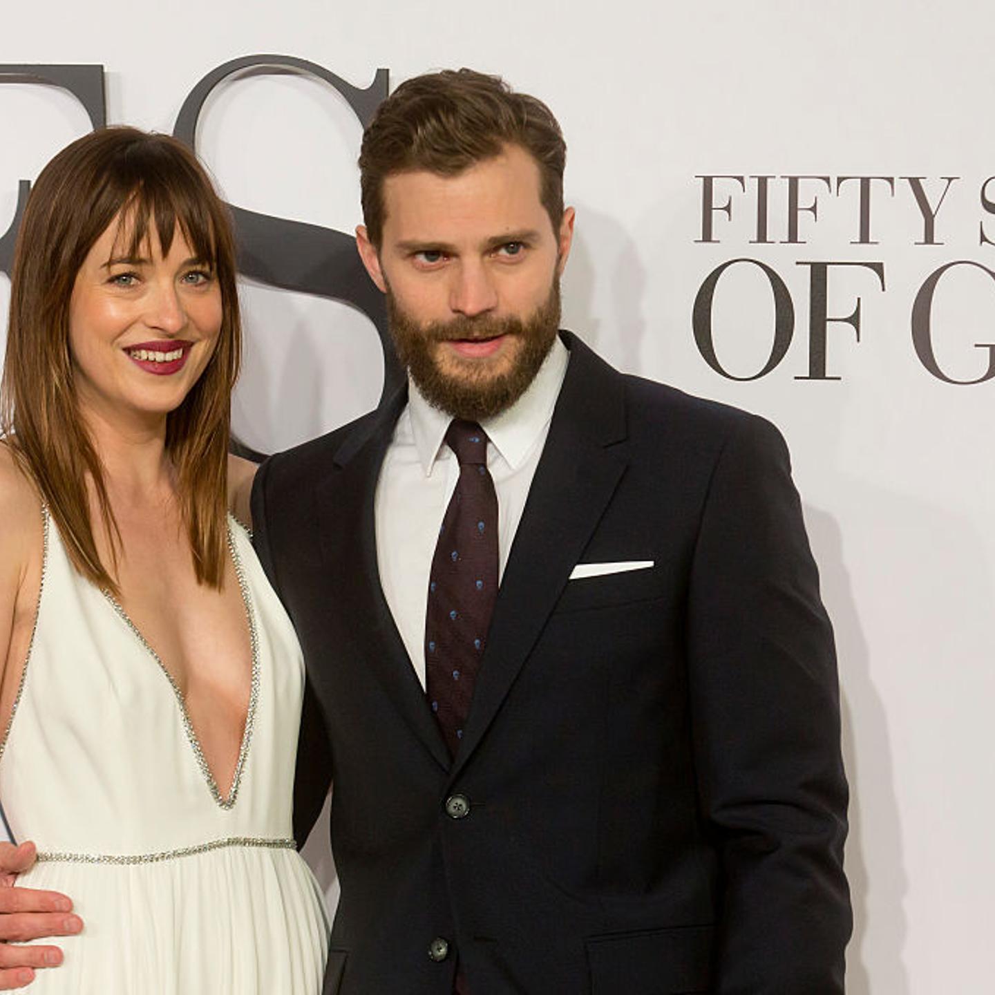 Dakota Johnson and Jamie Dornan attend the UK Premiere of "Fifty Shades Of Grey" at Odeon Leicester Square in London, Feb. 12, 2015.