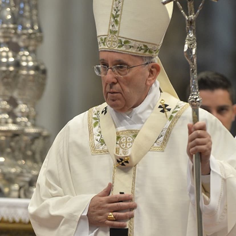 Pope Francis leads a Chrism mass for Holy Thursday on April 2, 2015 at St. Peter's basilica in Vatican.