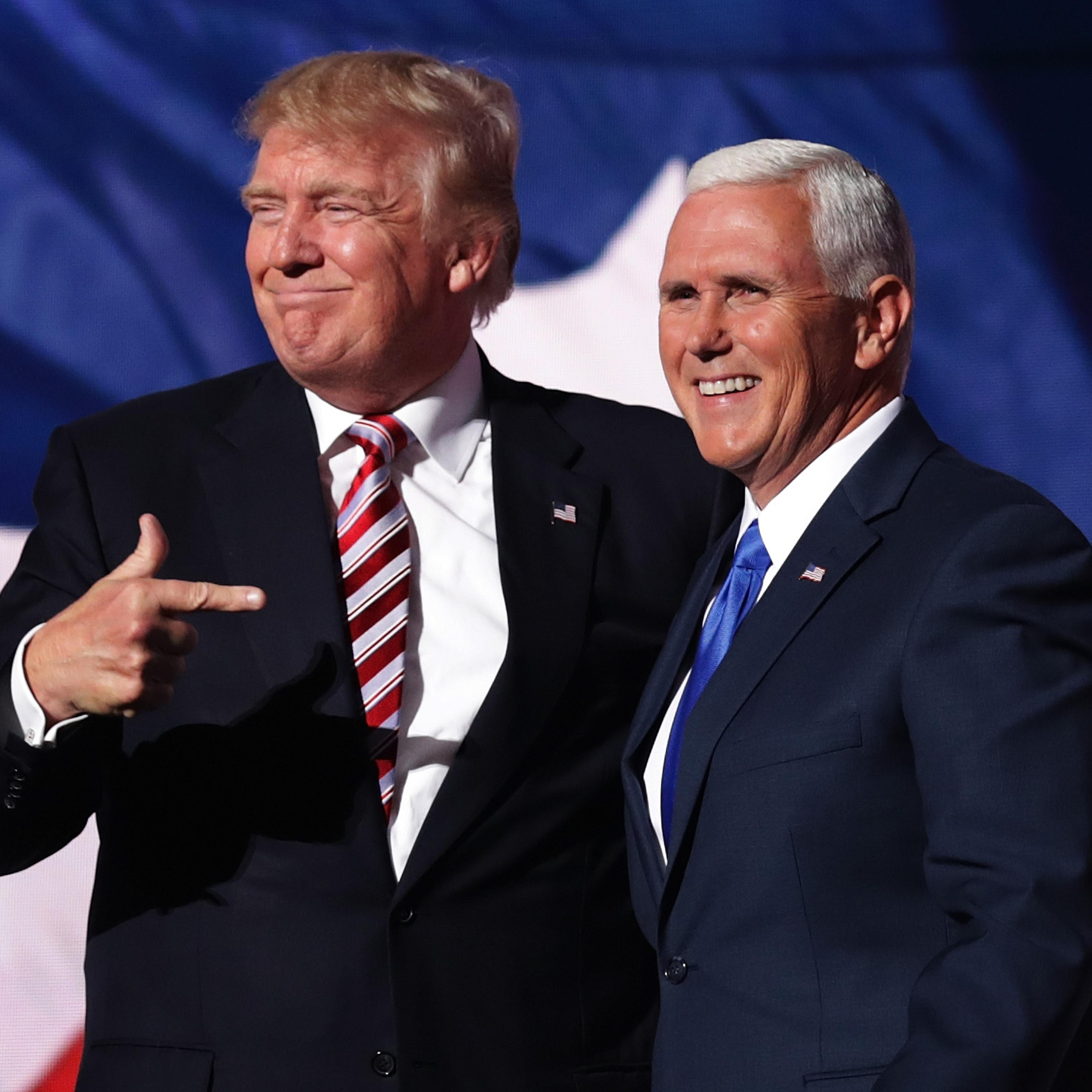 Mike Pence, Governor of Indiana and Vice Presidential Candidate, with Donald Trump at the Republican National Convention: Day Three