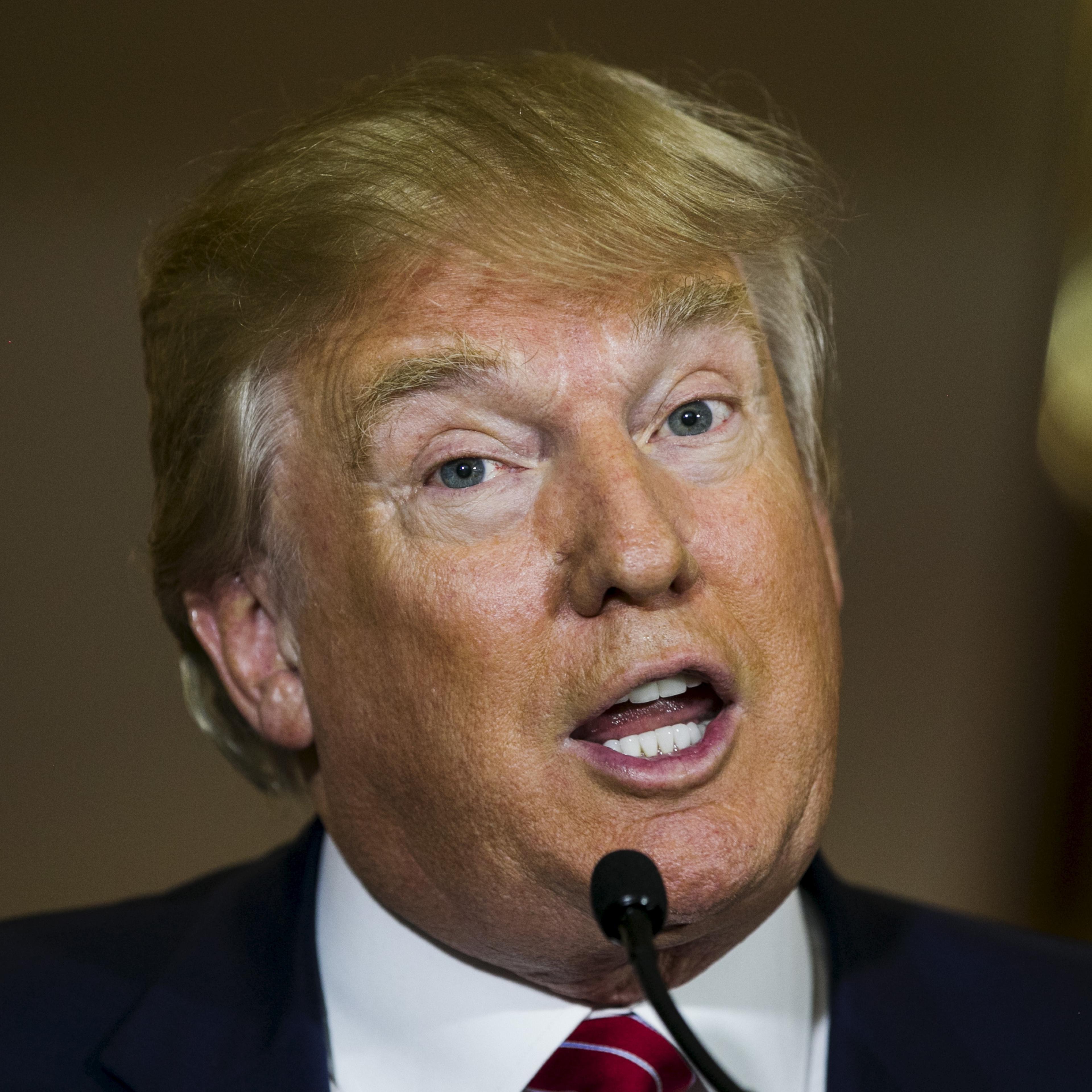 U.S. presidential hopeful Donald Trump speaks in New York