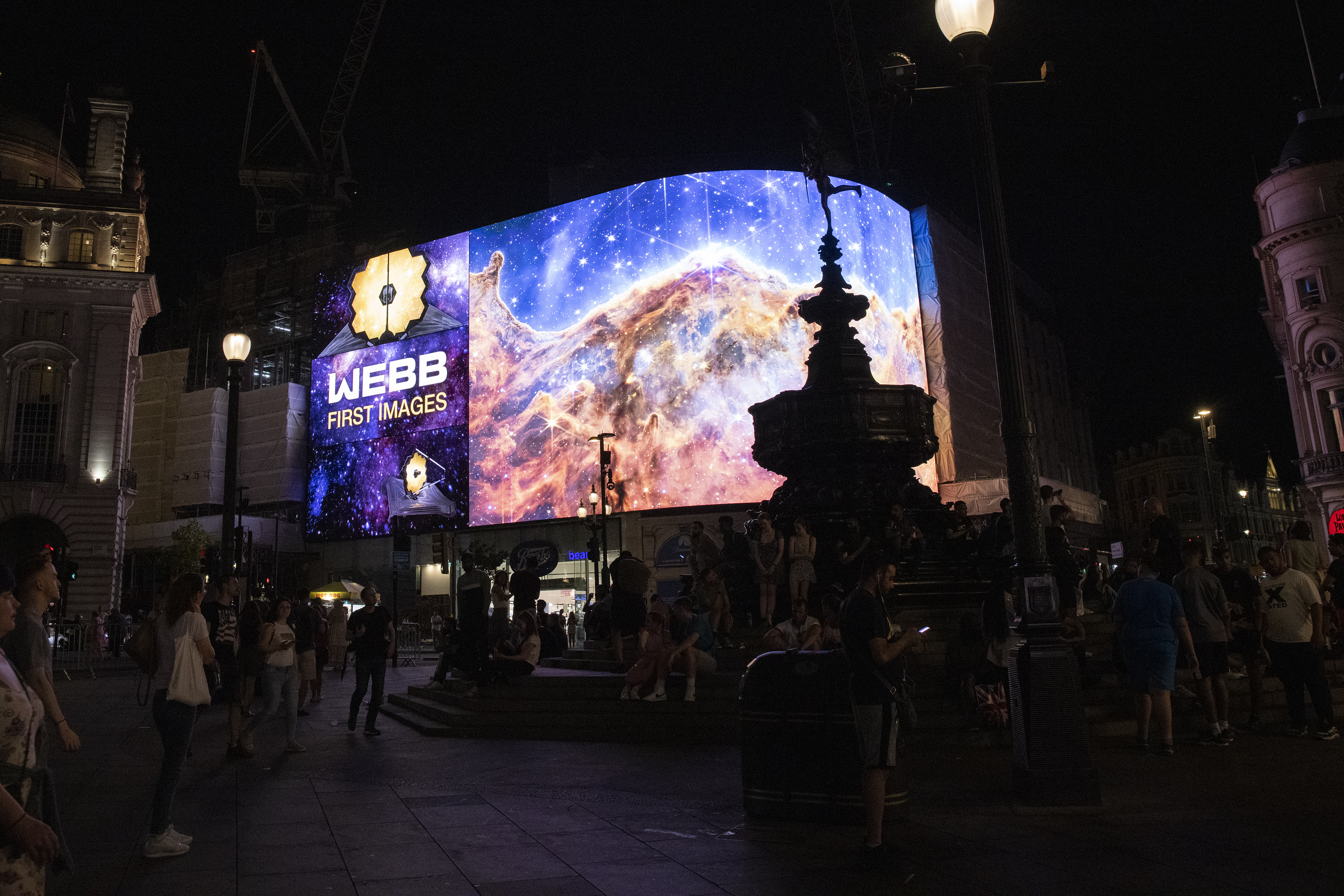 NASA Broadcast First Images From James Webb Space Telescope On Piccadilly Lights London