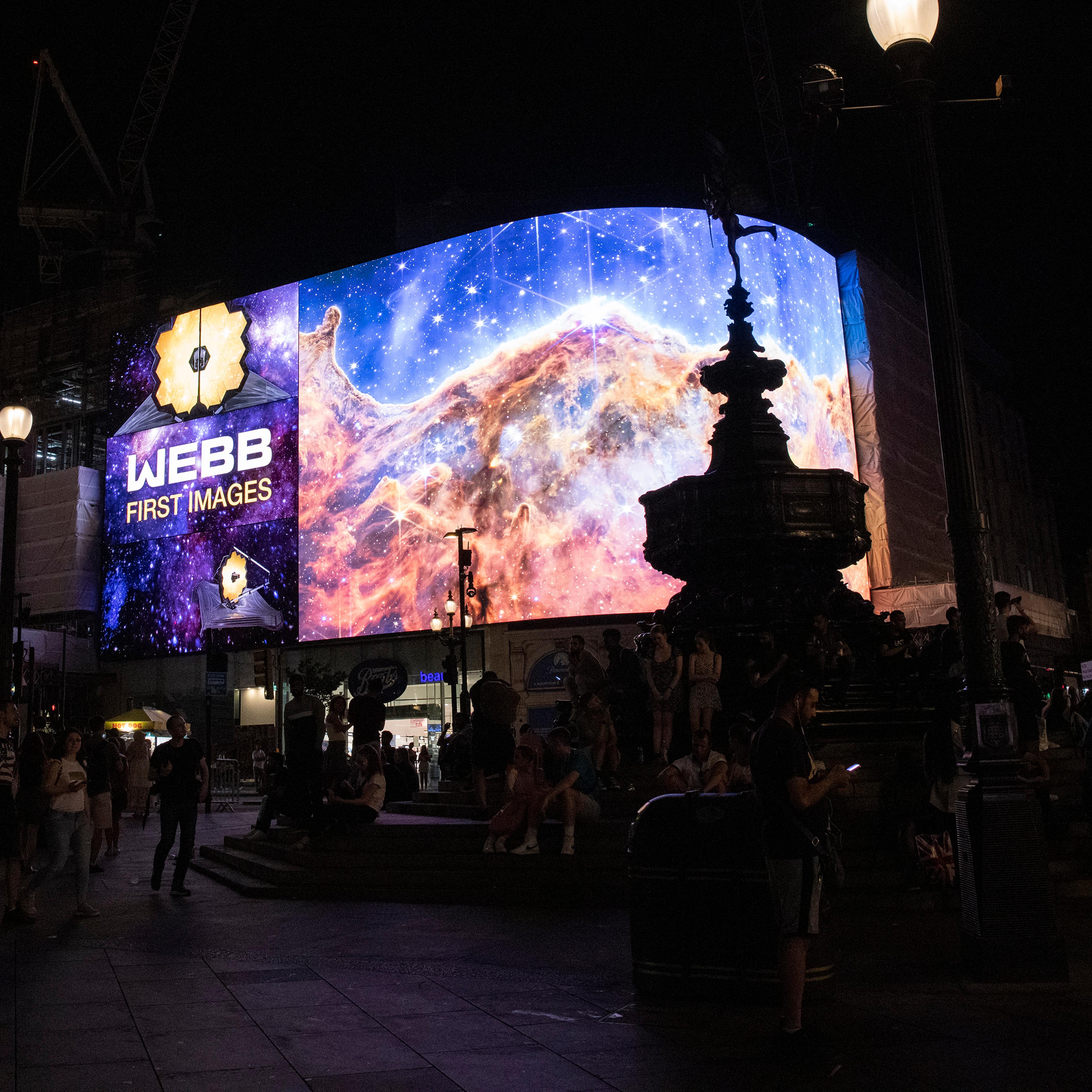 NASA Broadcast First Images From James Webb Space Telescope On Piccadilly Lights London