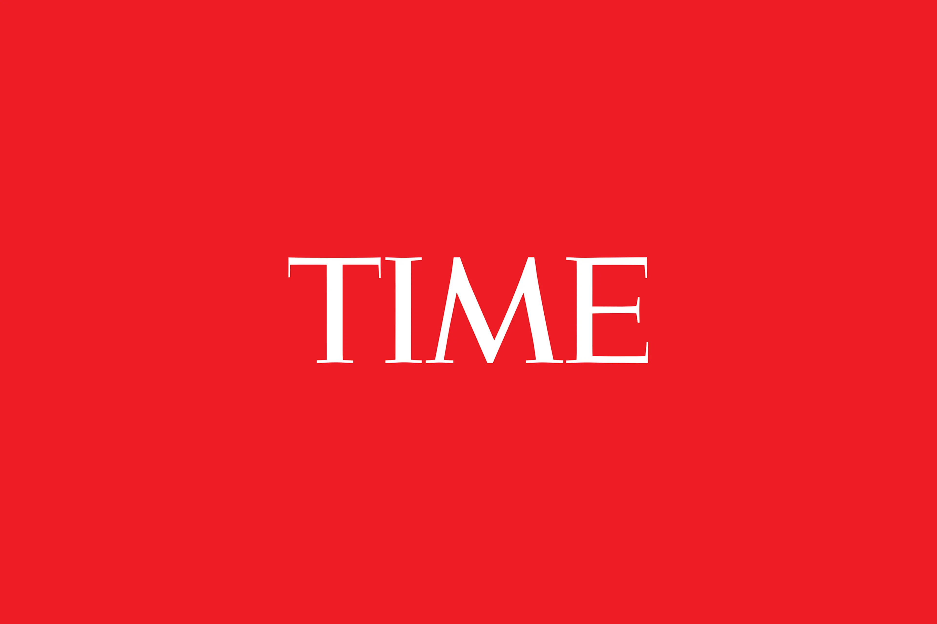 white TIME logo on red background