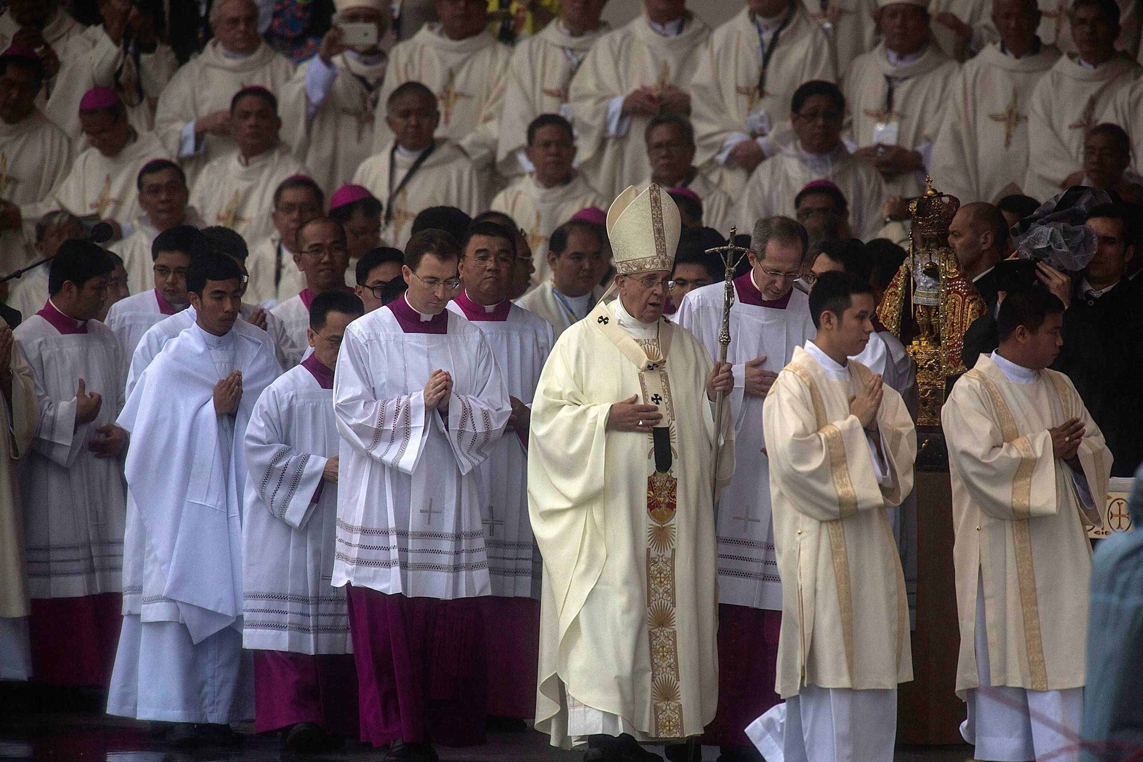 Pope Francis conducts a mass at the Rizal Park on Jan. 18, 2015 in Manila.