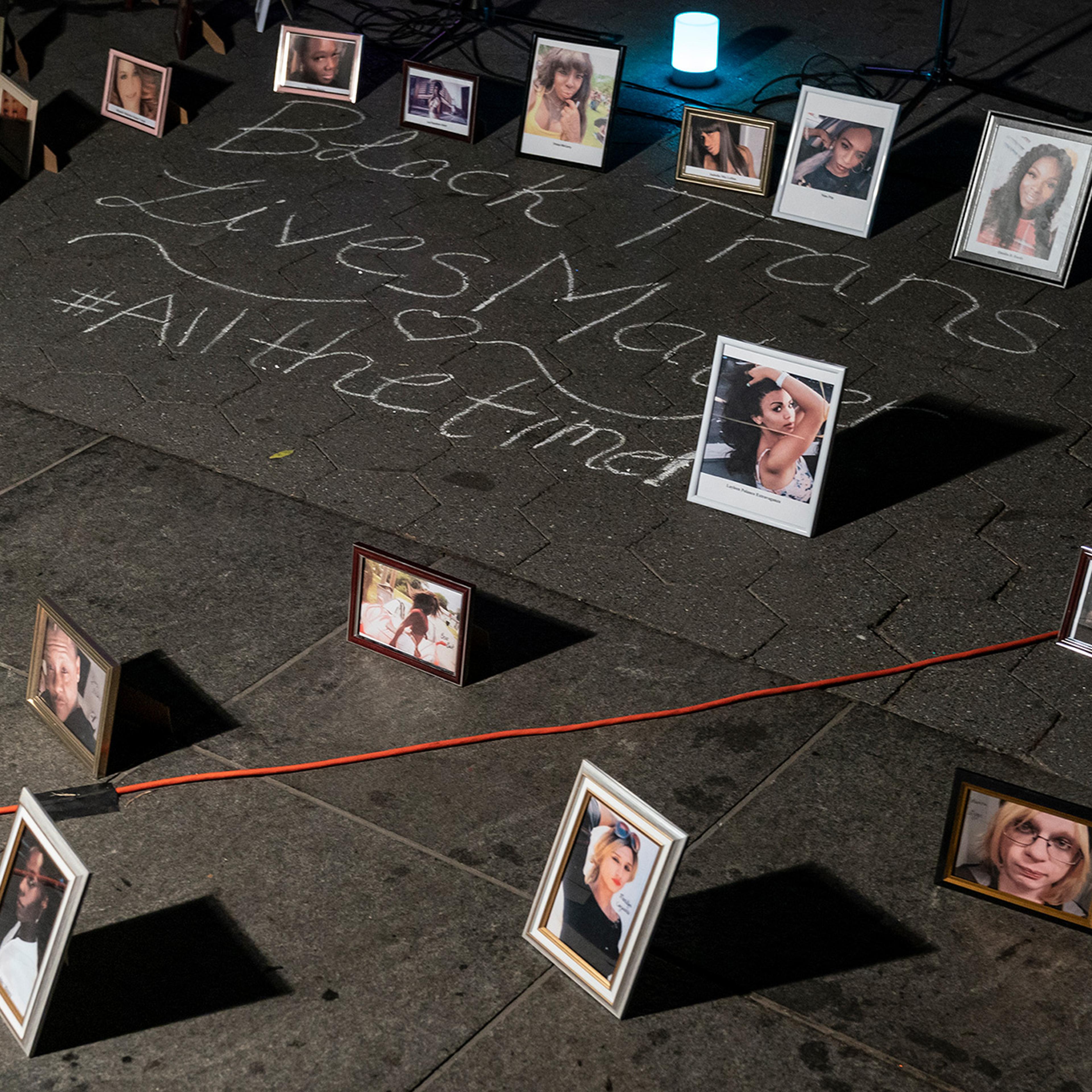 A vigil is held on Transgender Day of Remembrance in New York City on Nov. 20, 2020.