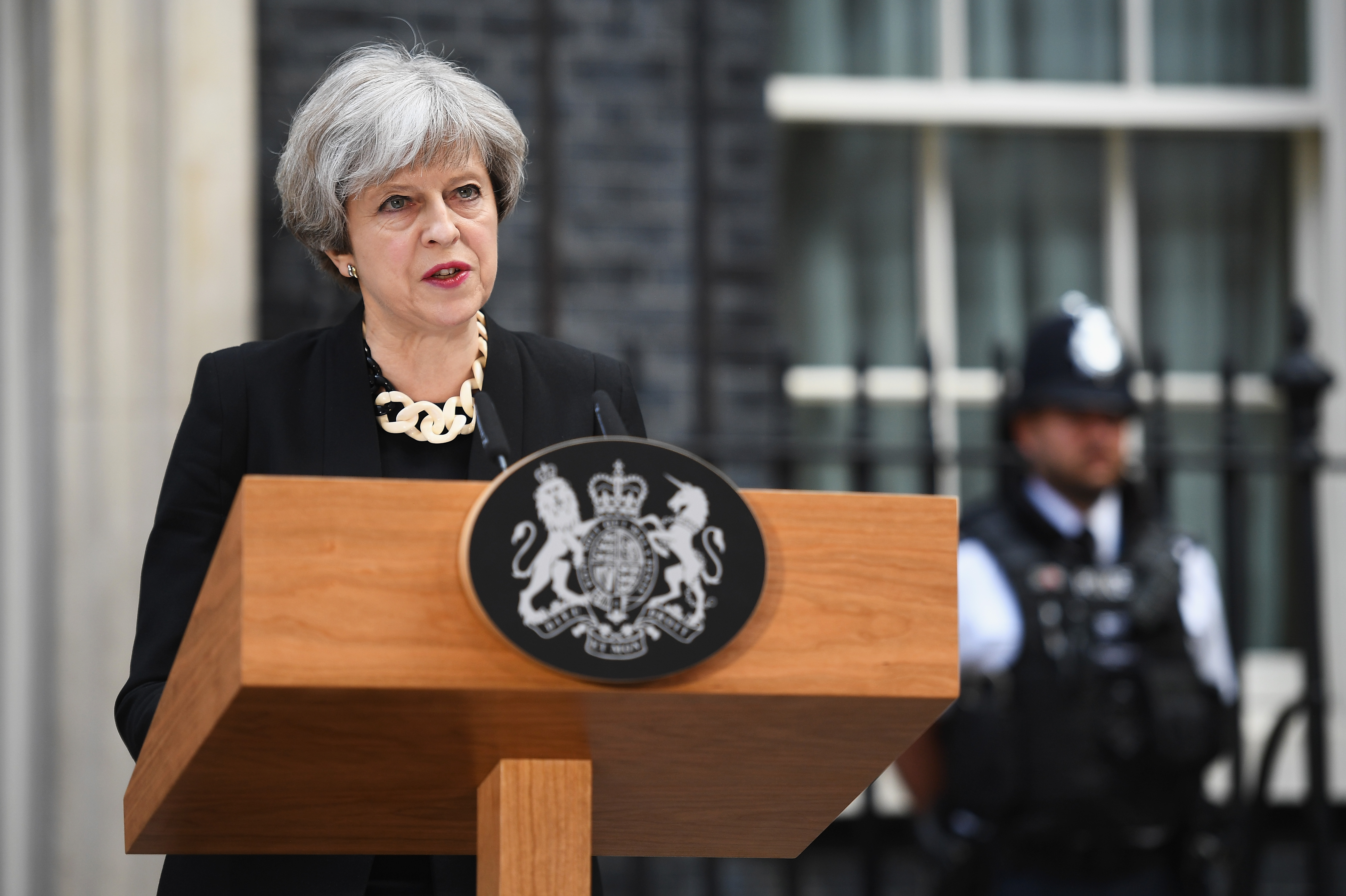 British Prime Minister Theresa May Responds To The London Bridge Terror Attacks
