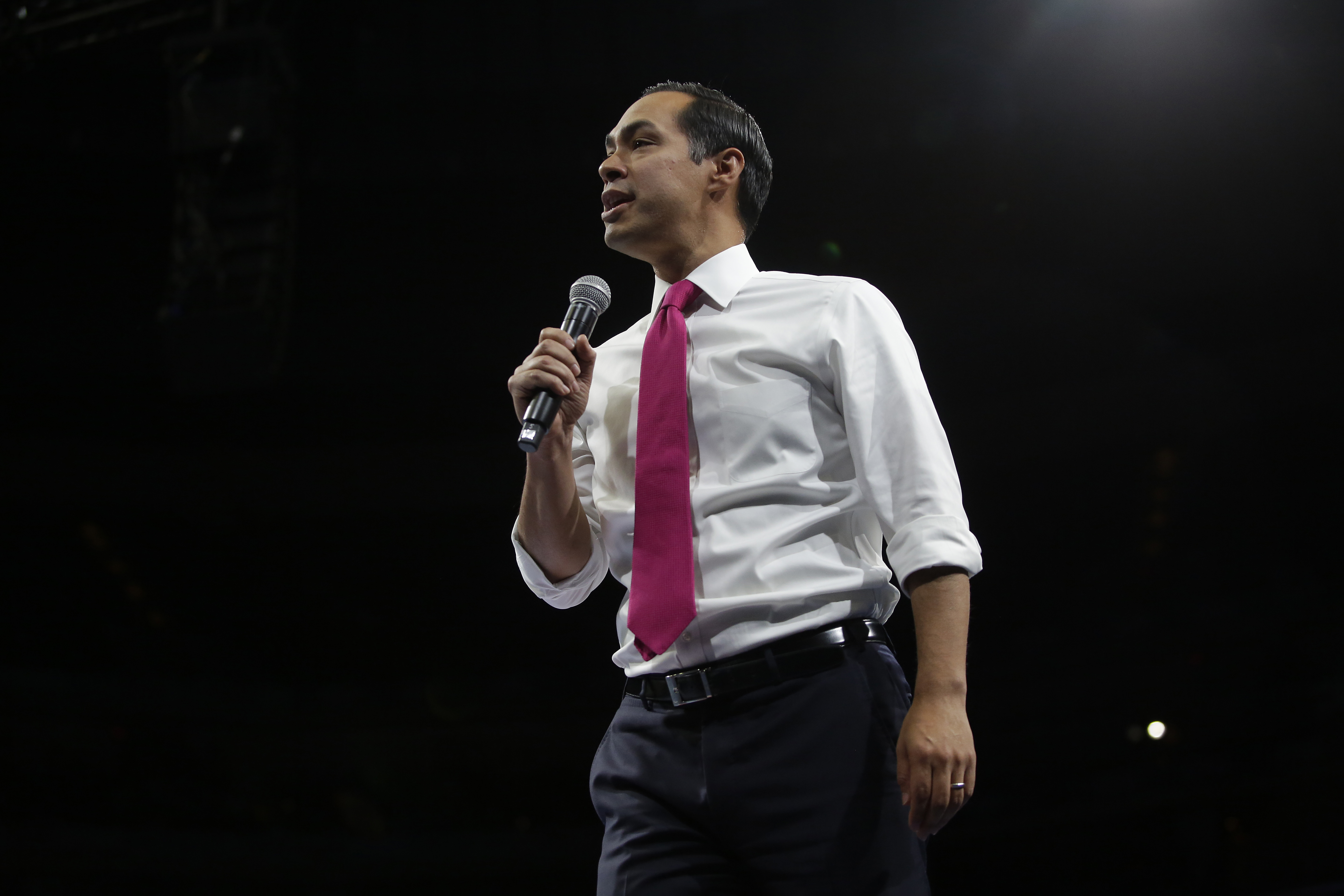 Former Secretary of Housing and Presidential candidate Julian Castro speaks during The Iowa Democratic Party Liberty &amp; Justice Celebration on Nov. 1, 2019 in Des Moines, Iowa.