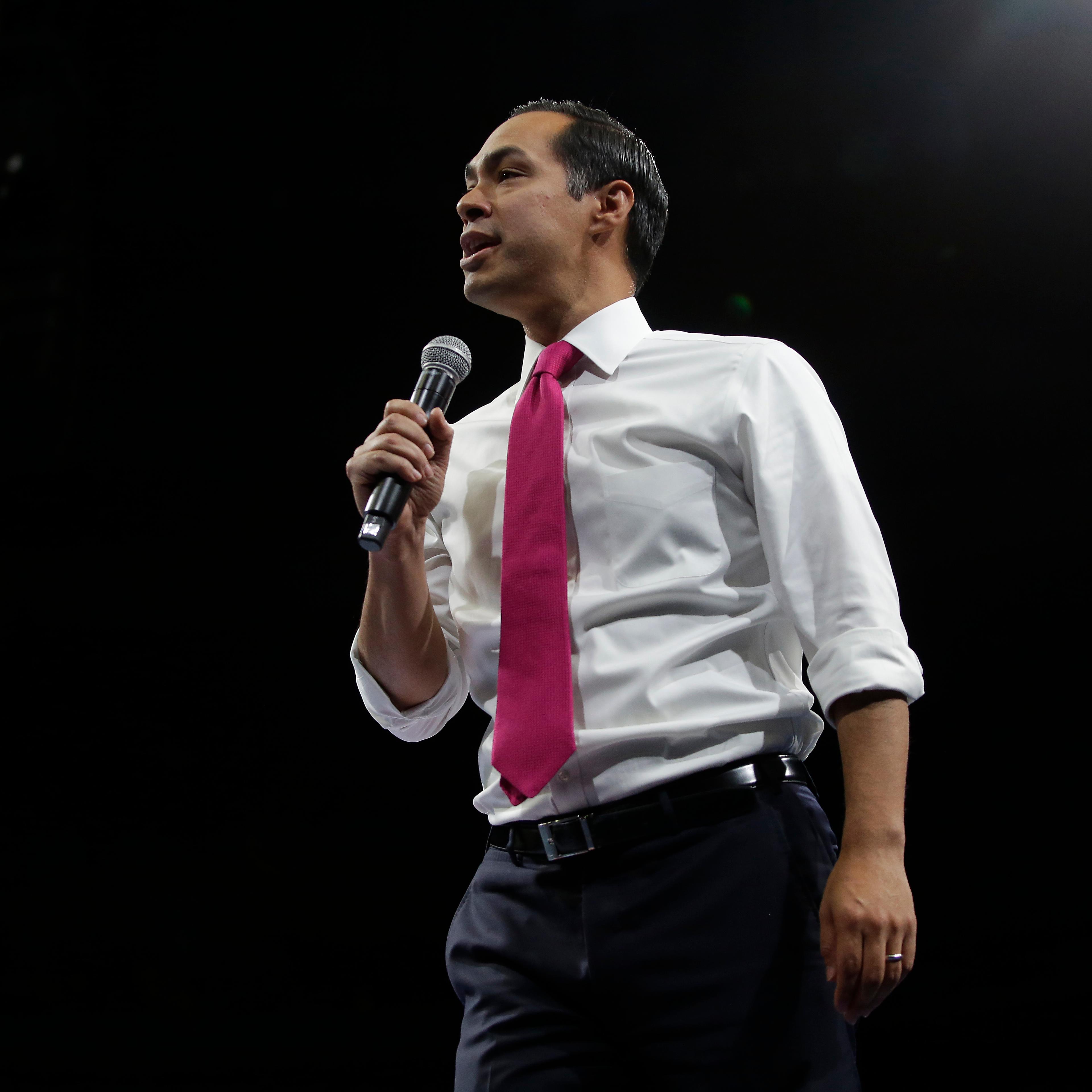 Former Secretary of Housing and Presidential candidate Julian Castro speaks during The Iowa Democratic Party Liberty & Justice Celebration on Nov. 1, 2019 in Des Moines, Iowa.