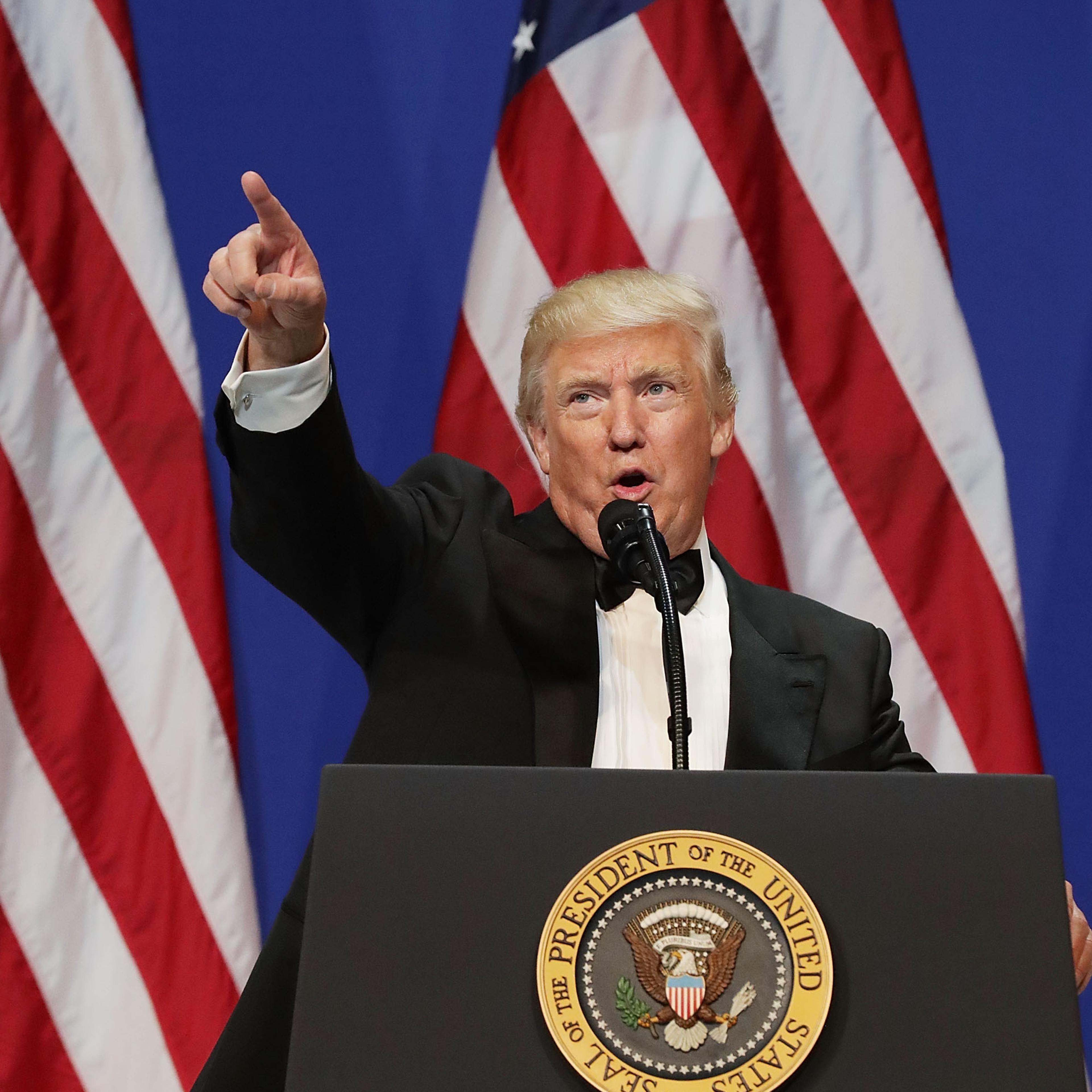 President Donald Trump Attends A Salute To Our Armed Services Ball