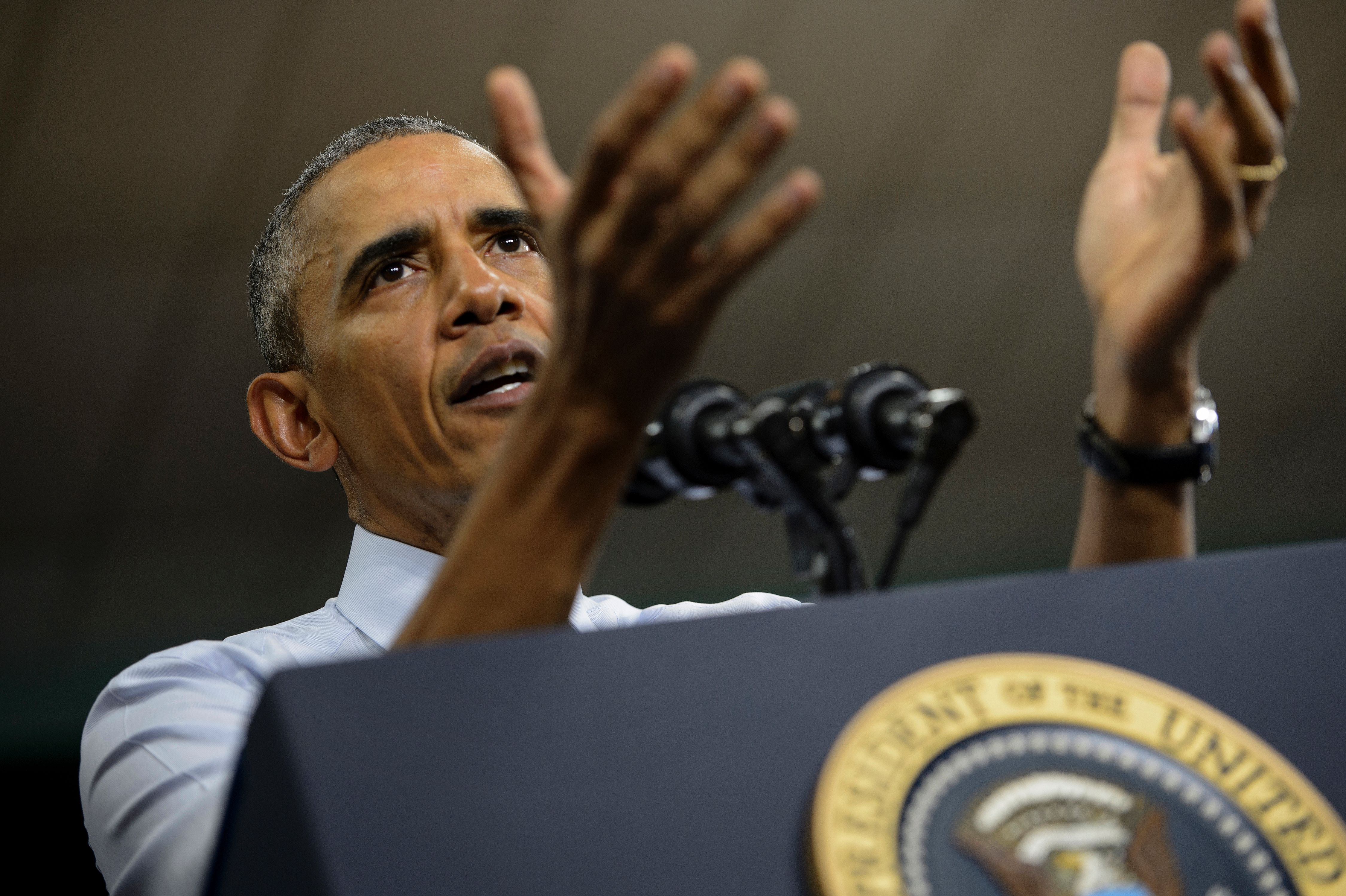 President Barack Obama delivers remarks on the economy at Concord Community High School on June 1, 2016 in Elkhart, Indiana.