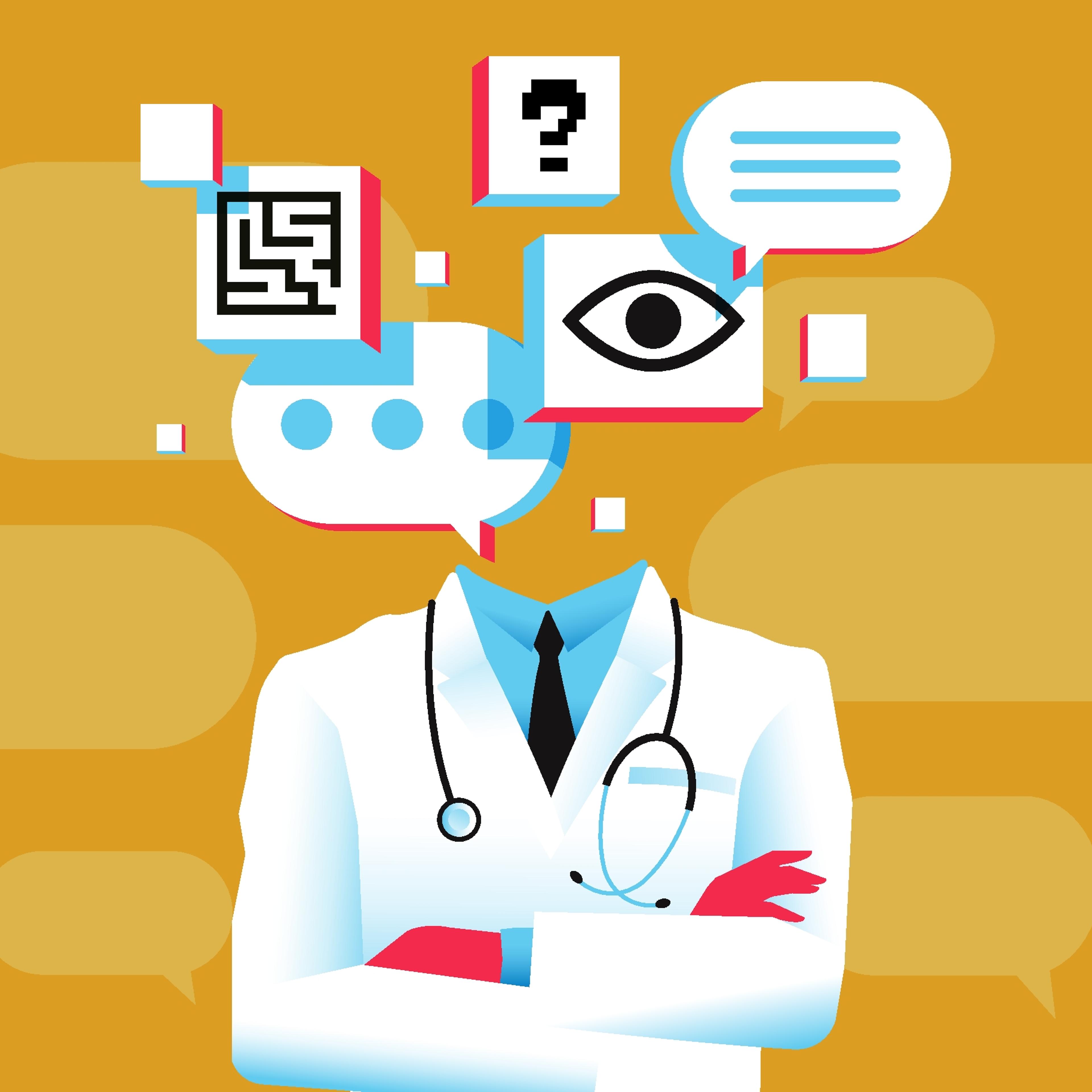 Chatbot doctor with graphic elements vector illustration
