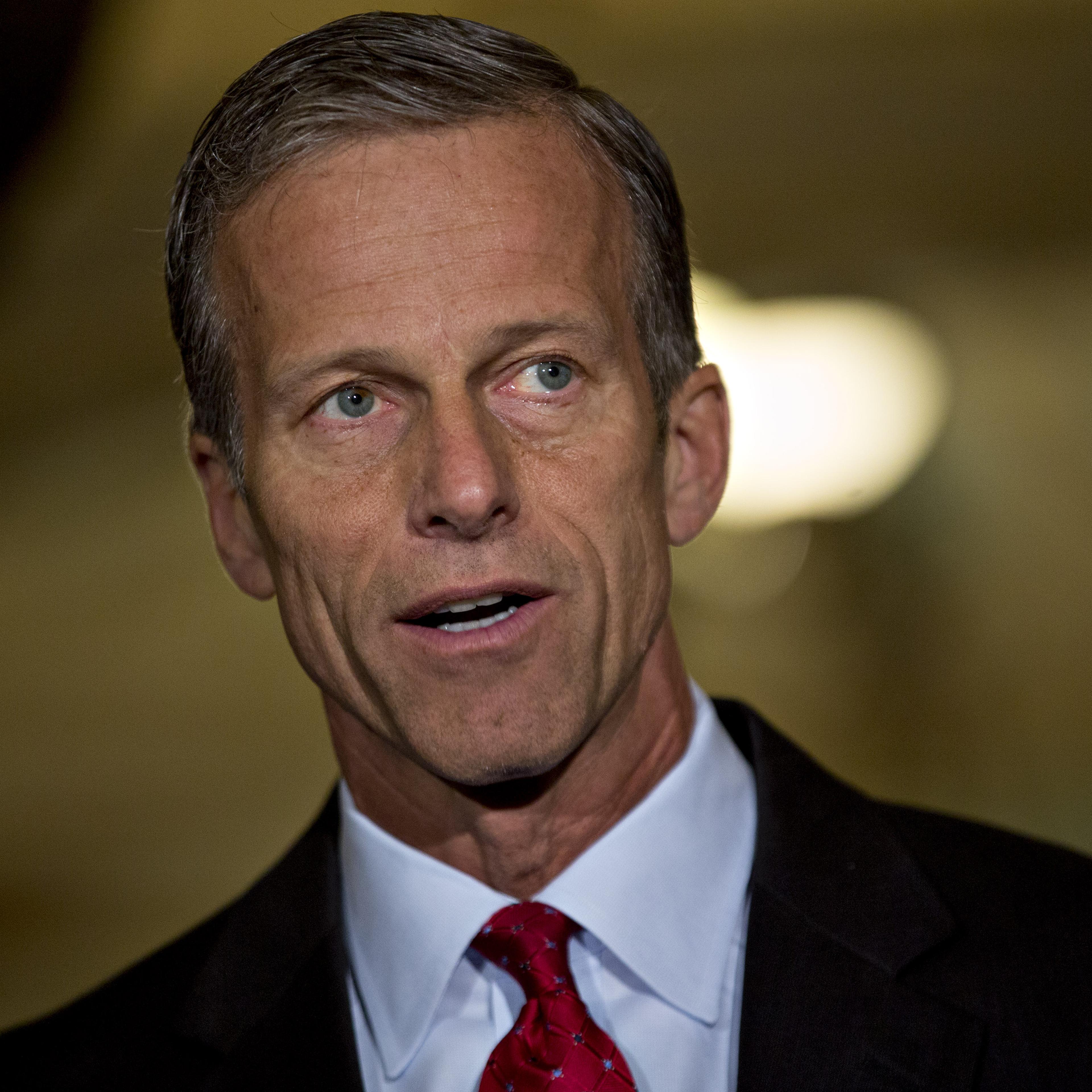 Senator John Thune, a Republican from South Dakota, speaks to members of the media in Washington, D.C., on May 10, 2016.