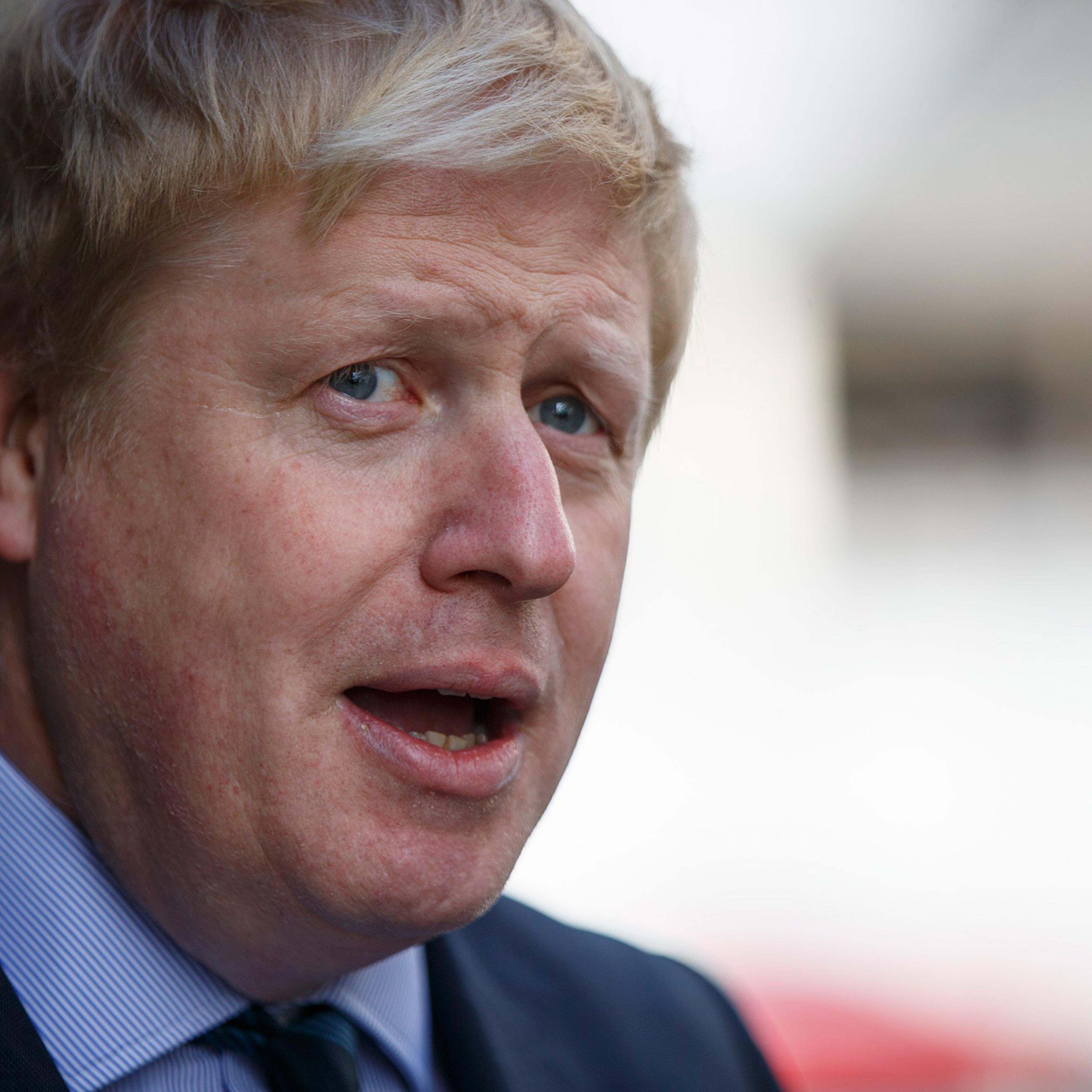 London Mayor Boris Johnson speaks to the media at Here East, the former press and broadcast center in the Queen Elizabeth Olympic Park, after kick starting National Apprenticeship Week in London, March 14, 2016.
