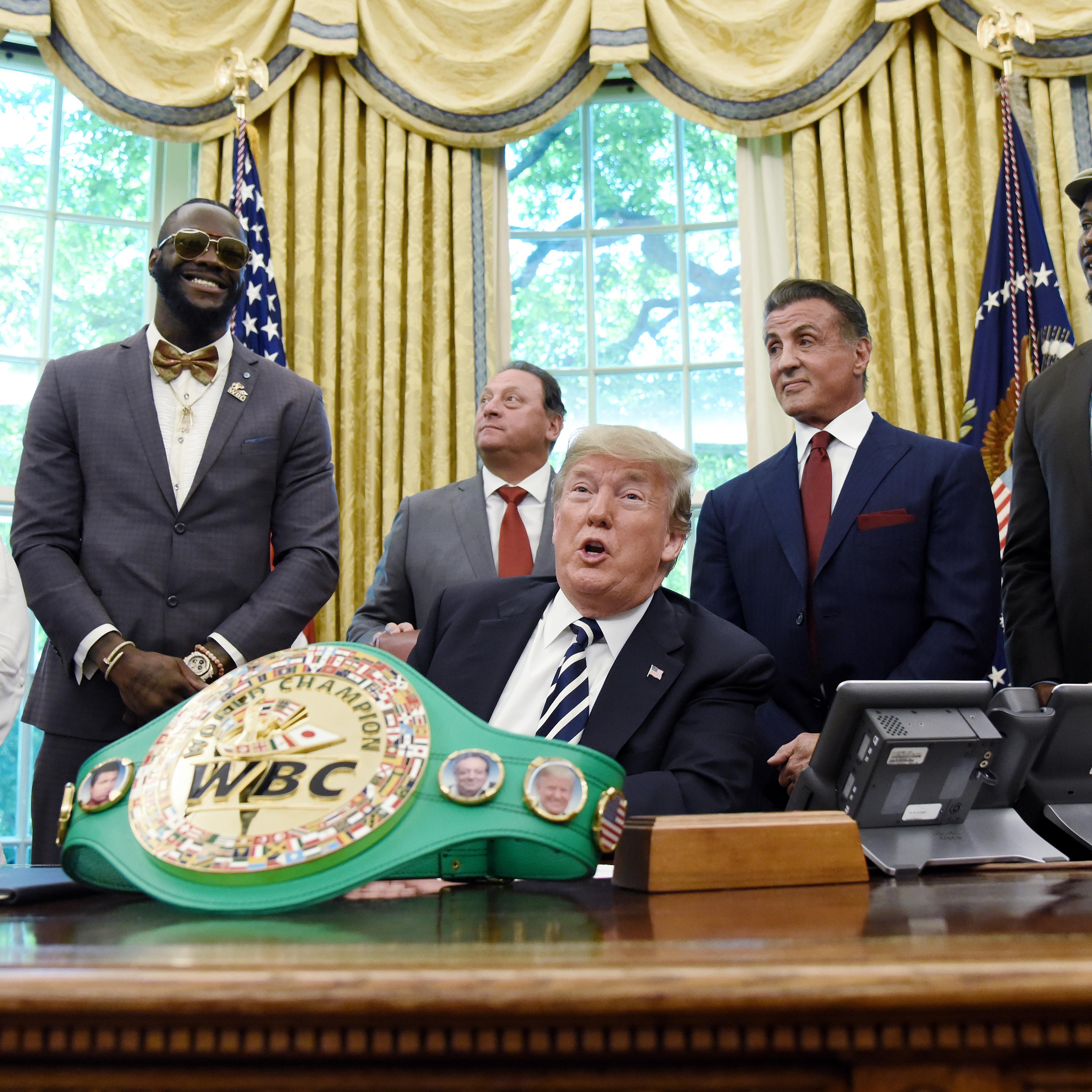 Trump Pardons Boxer Jack Johnson With Stallone at White House