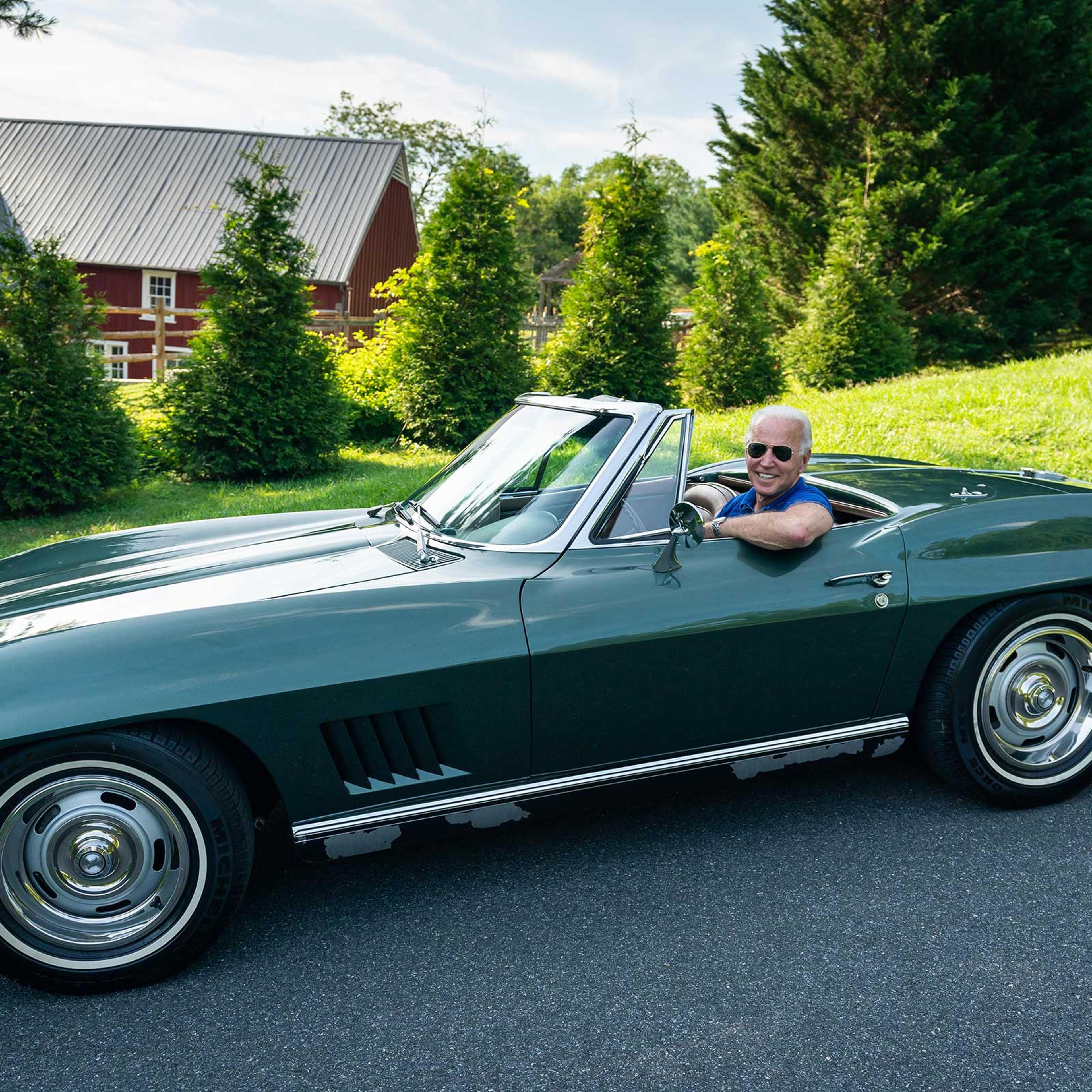 President Joe Biden with his 1967 Corvette Stingray in Wilmington, DE on July 16, 2020.