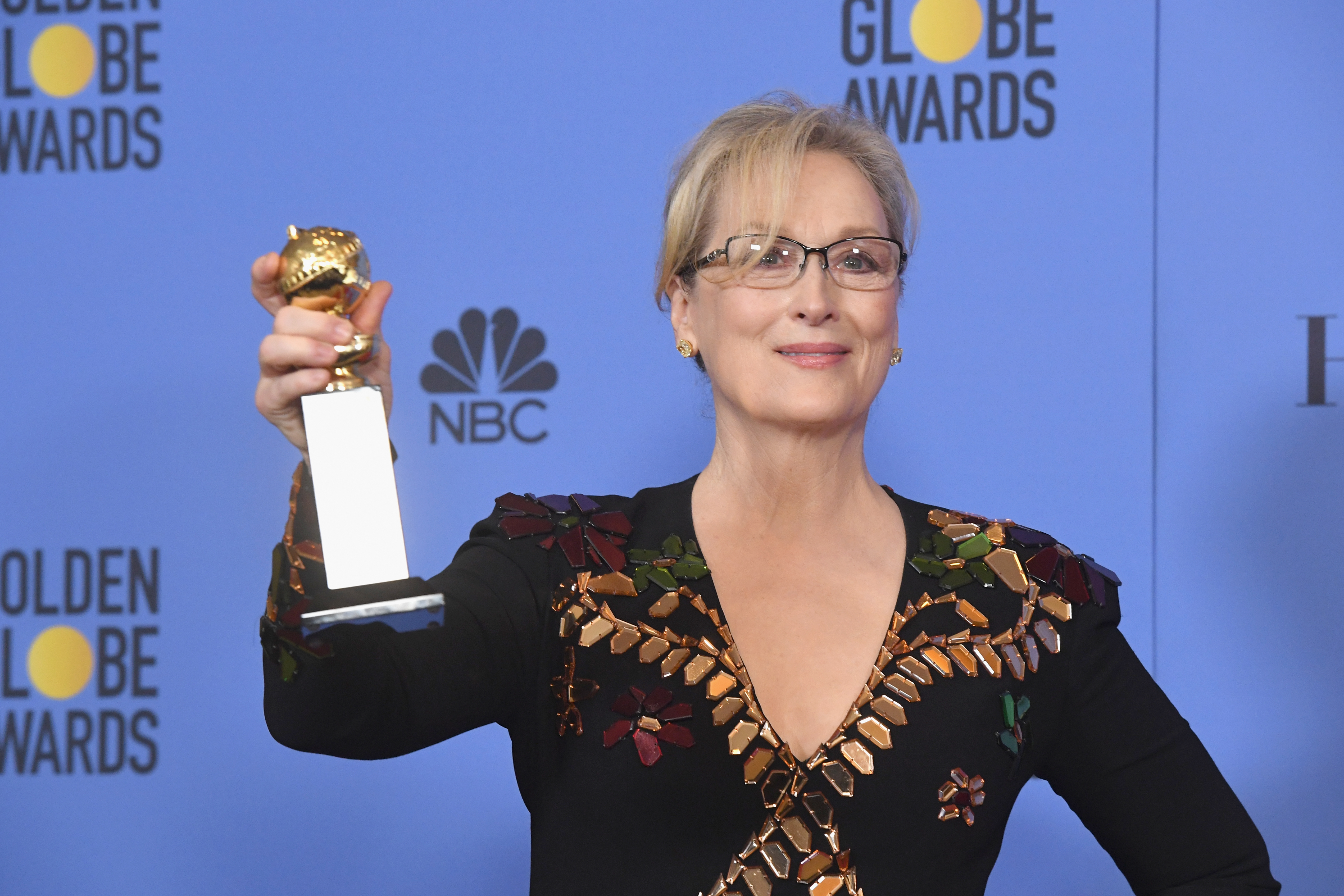 Actress Meryl Streep, recipient of the Cecil B. DeMille Award, poses in the press room during the 74th Annual Golden Globe Awards at The Beverly Hilton Hotel on January 8, 2017 in Beverly Hills, California.