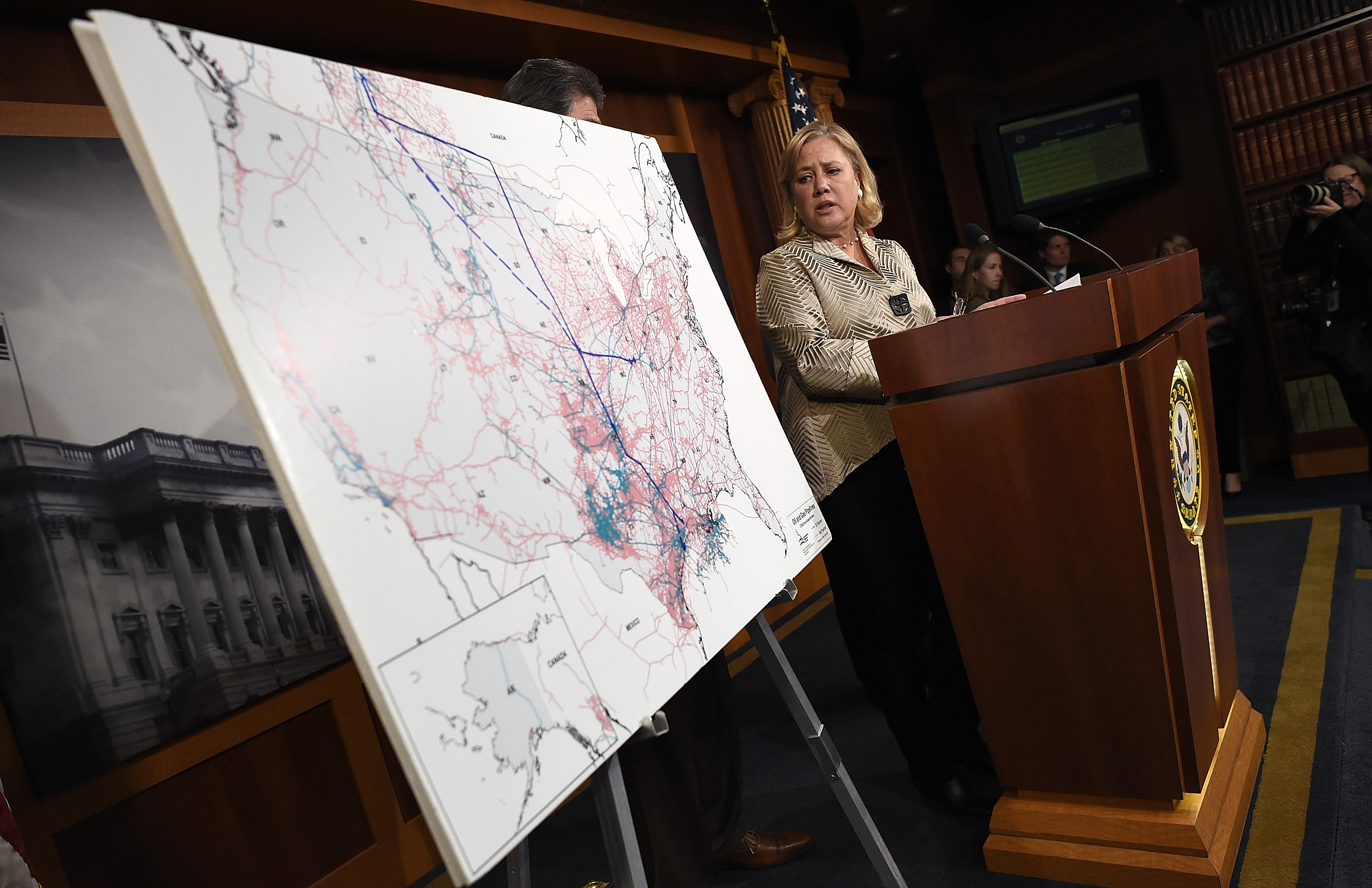 U.S. Sen. Mary Landrieu speaks after the Senate voted on the Keystone XL Pipeline Bill at the U.S. Capitol on Nov. 18, 2014 in Washington.