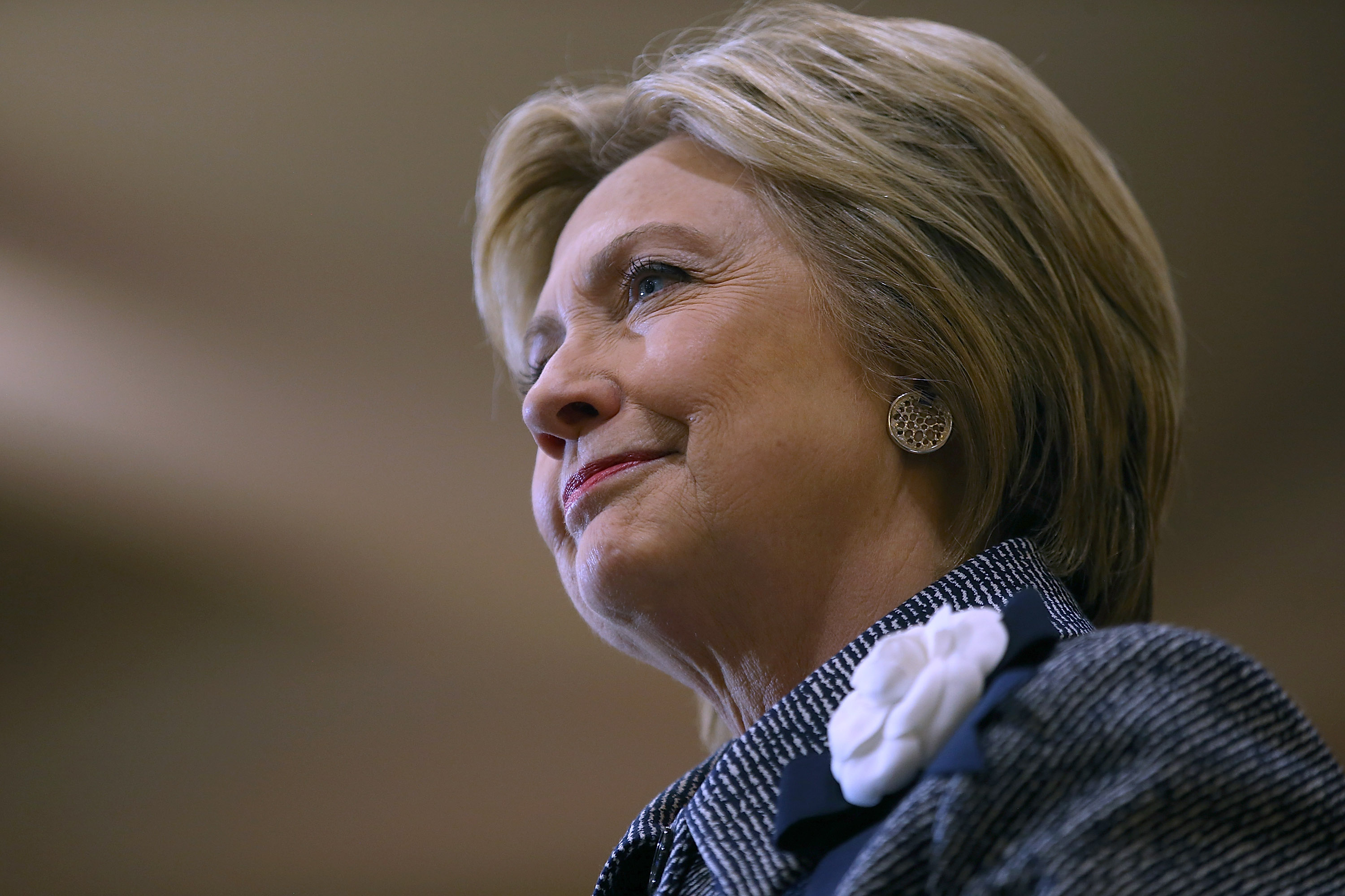 Democratic presidential candidate Hillary Clinton attends a "Get Out the Vote" event at the Chicago Journeymen Plumbers Local Union in Chicago on March 14, 2016.