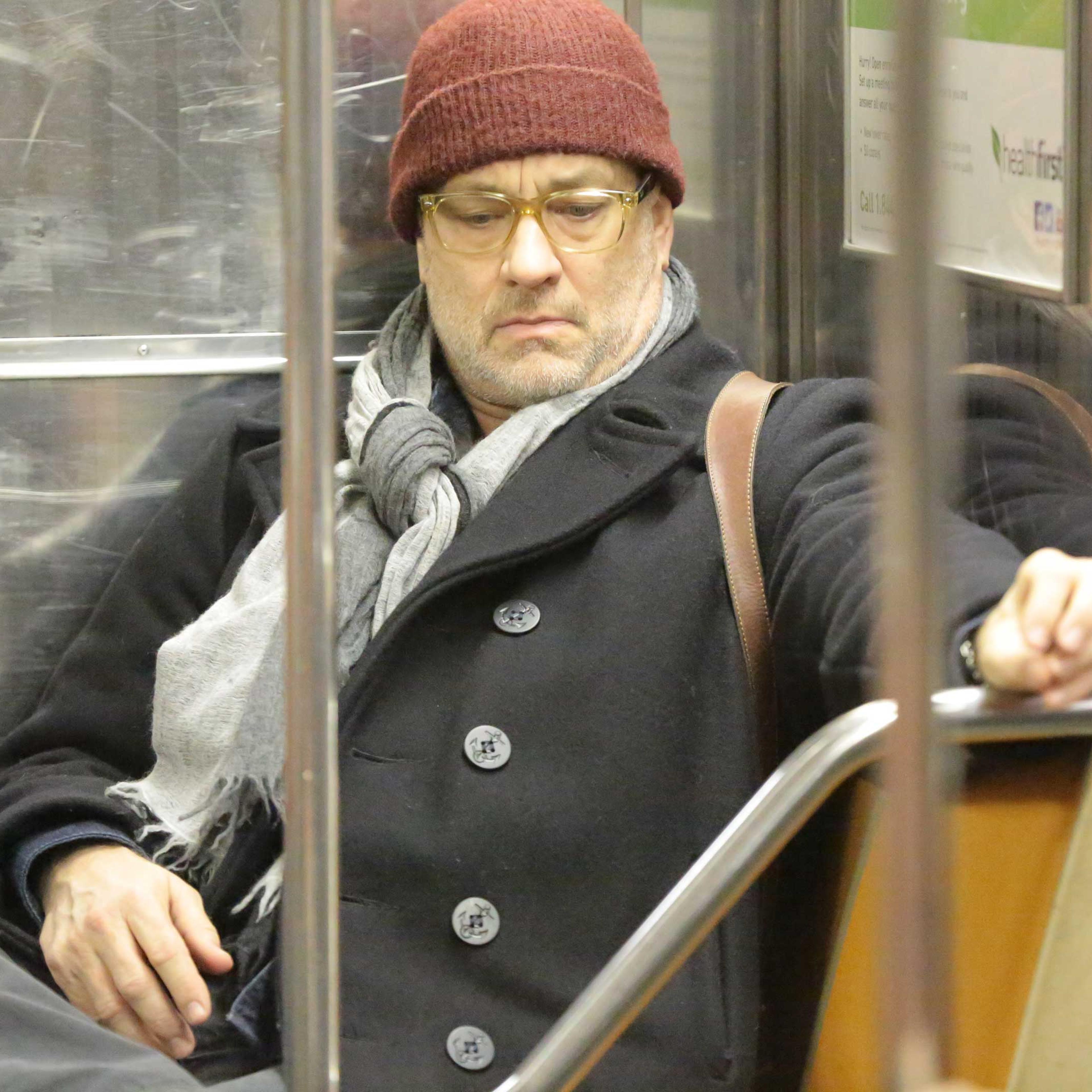 Tom Hanks seen riding the subway