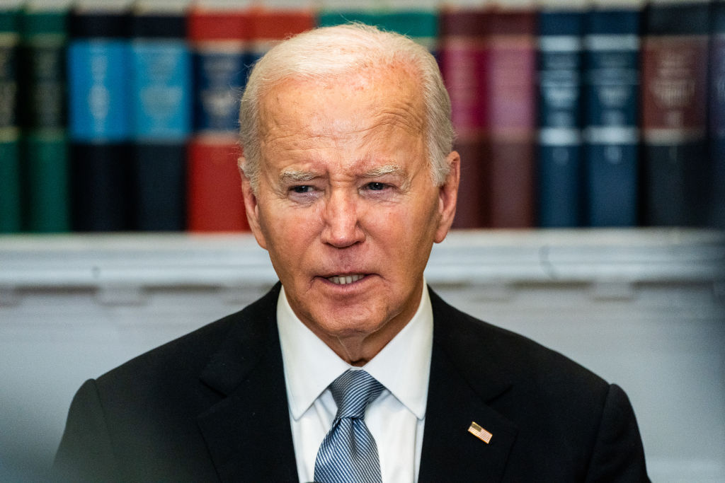 U.S. President Joe Biden deliver remarks in the Roosevelt Room of the White House on Sunday July 14, 2024.