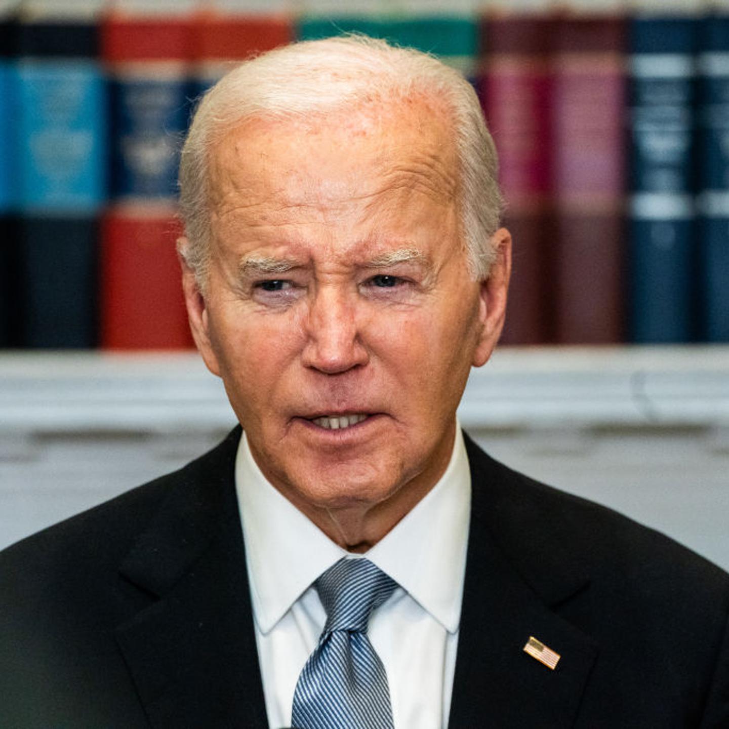 U.S. President Joe Biden deliver remarks in the Roosevelt Room of the White House on Sunday July 14, 2024.