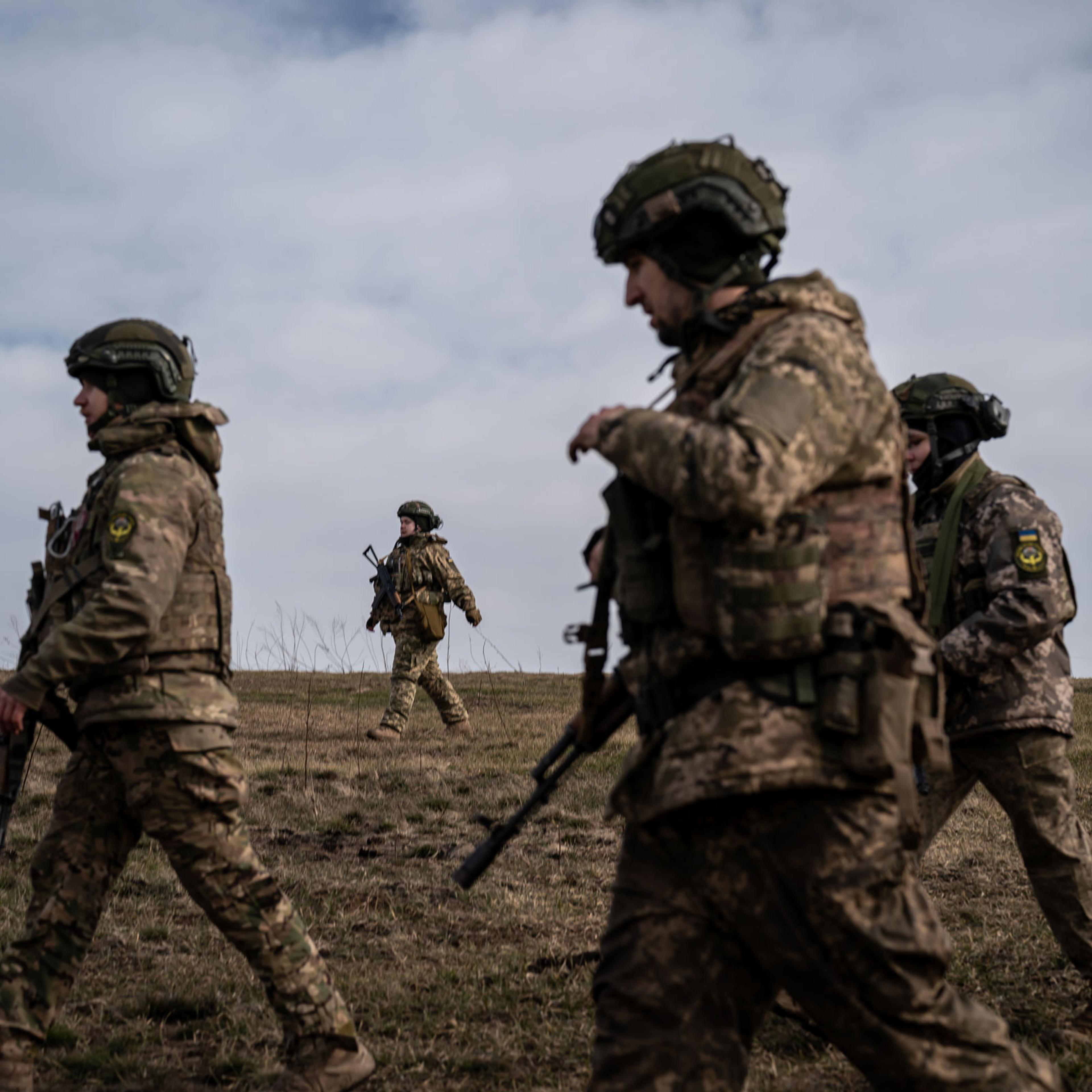 Ukrainian medics of 79th brigade practice and refine tactics from evacuation of wounded soldiers during a training exercise