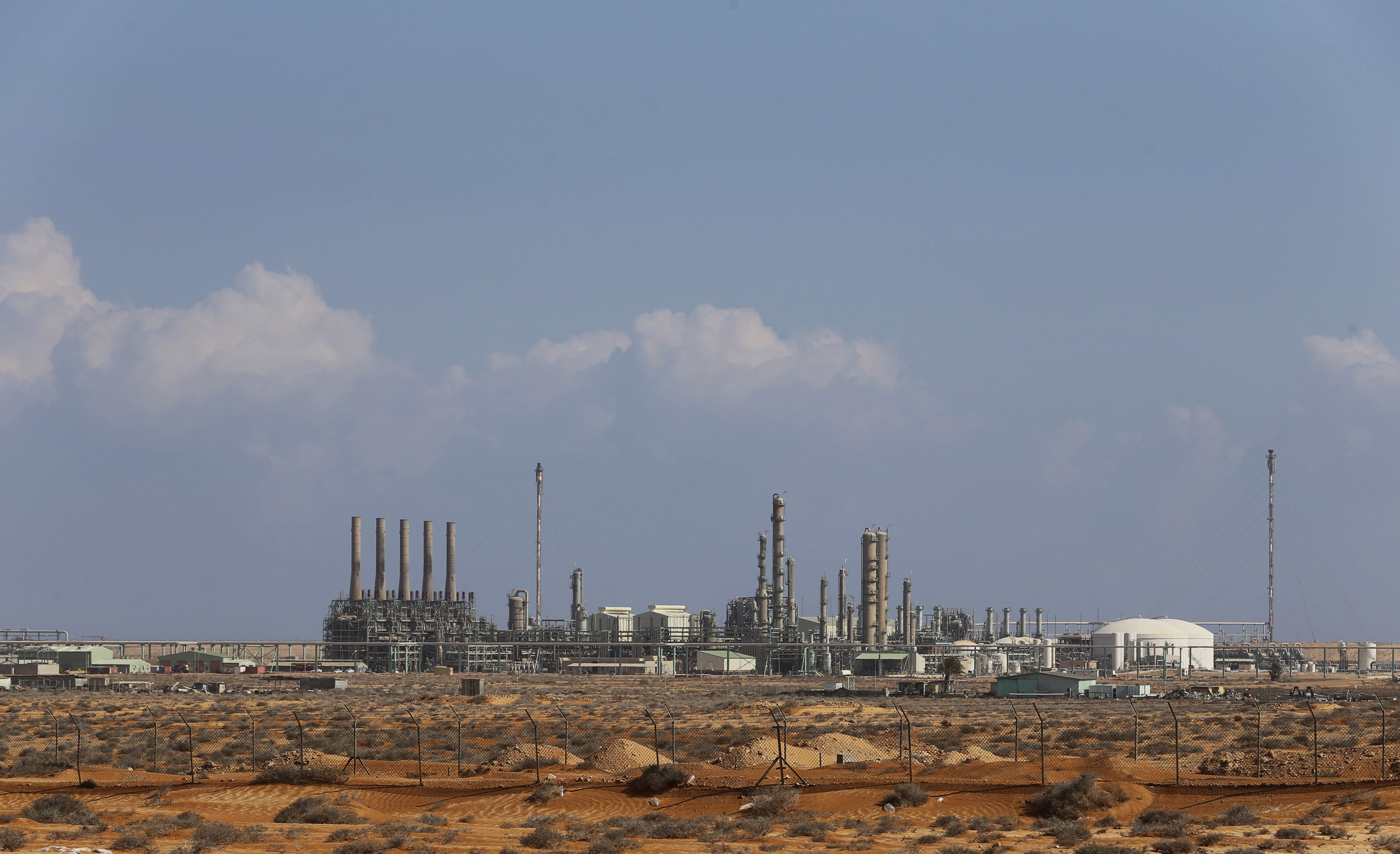 General view of the industrial zone at the oil port of Ras Lanuf on March 11, 2014.