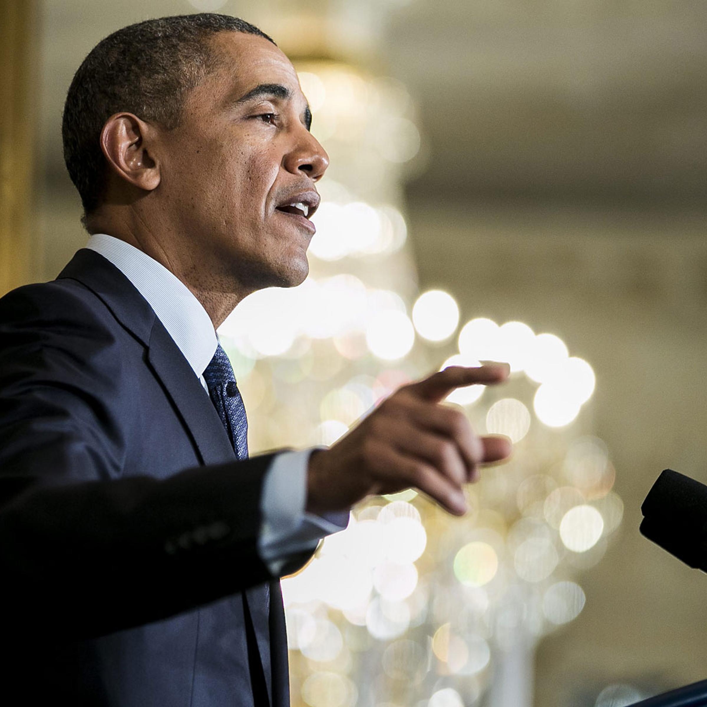 US President Barack Obama speaks about modernizing overtime protections before signing a presidential memorandum at an event in the East Room of the White House in Washington, D.C., USA, on March 13, 2014.