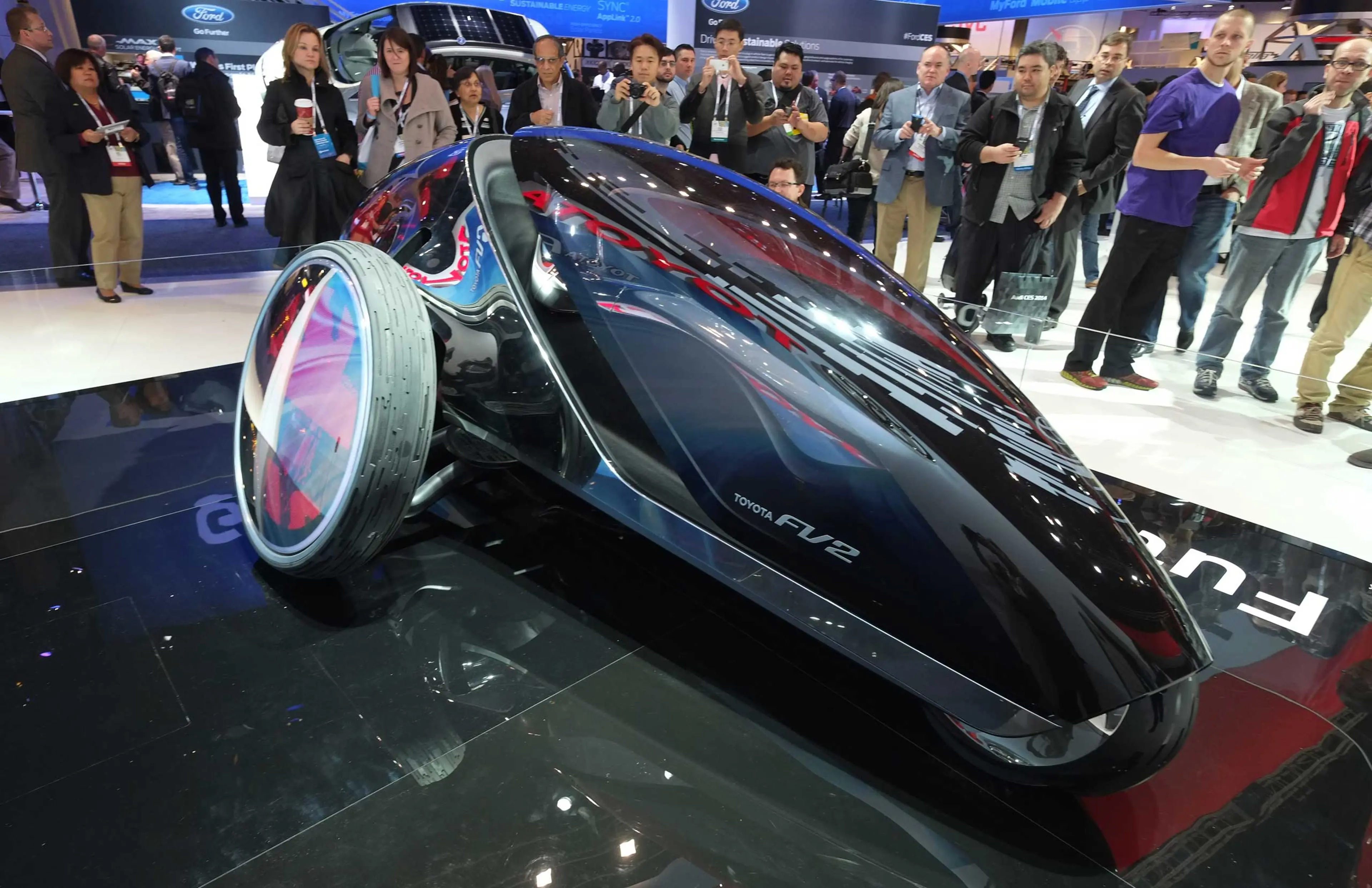 Toyota shows their future mobility concept Toyota FV2 during the 2014 International CES at the Las Vegas Convention Center on January 7, 2014 in Las Vegas.