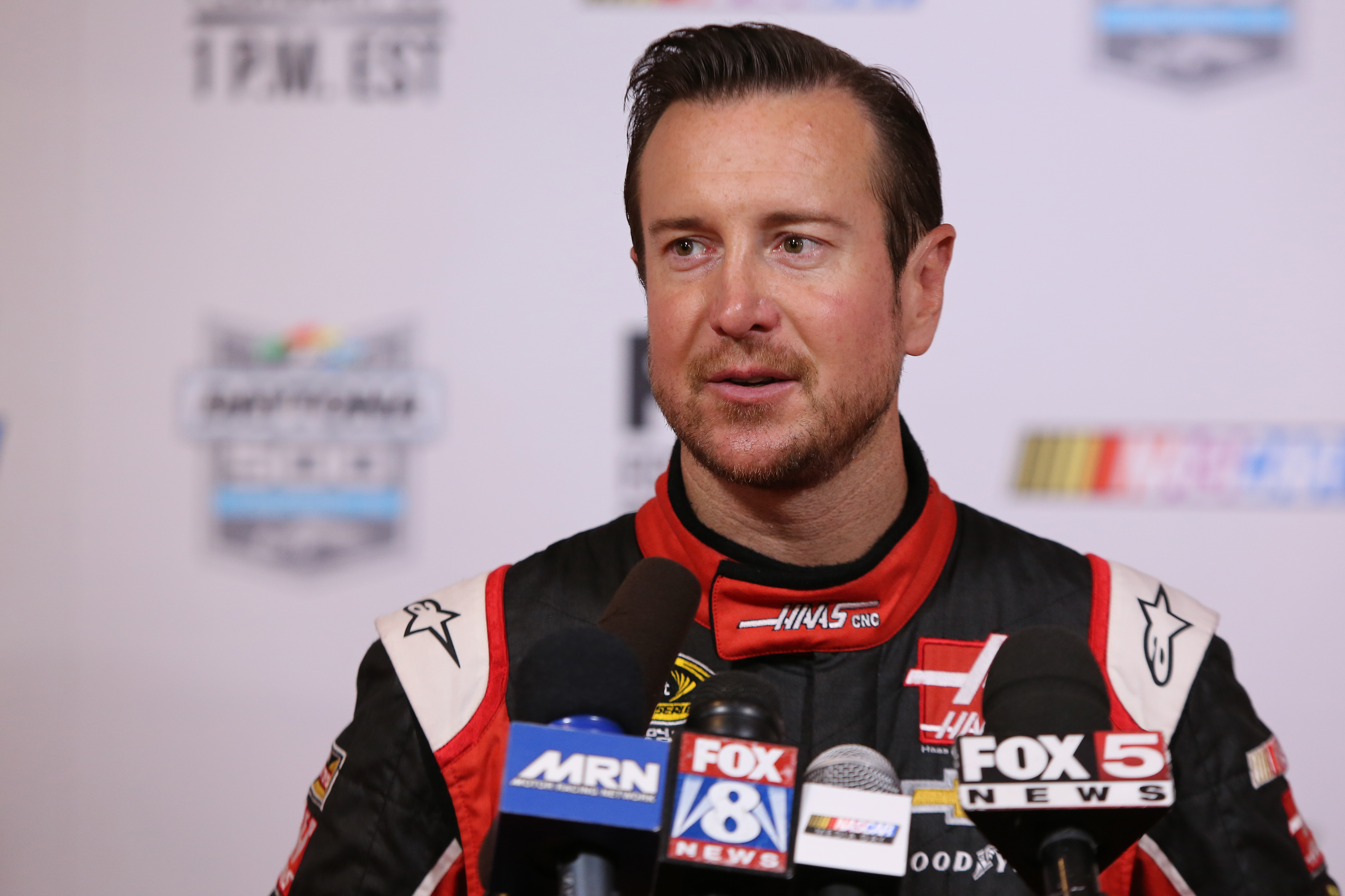  NASCAR Sprint Cup driver Kurt Busch speaks to the media during the 2015 NASCAR Media Day at Daytona International Speedway on Feb. 12, 2015 in Daytona Beach, Florida.