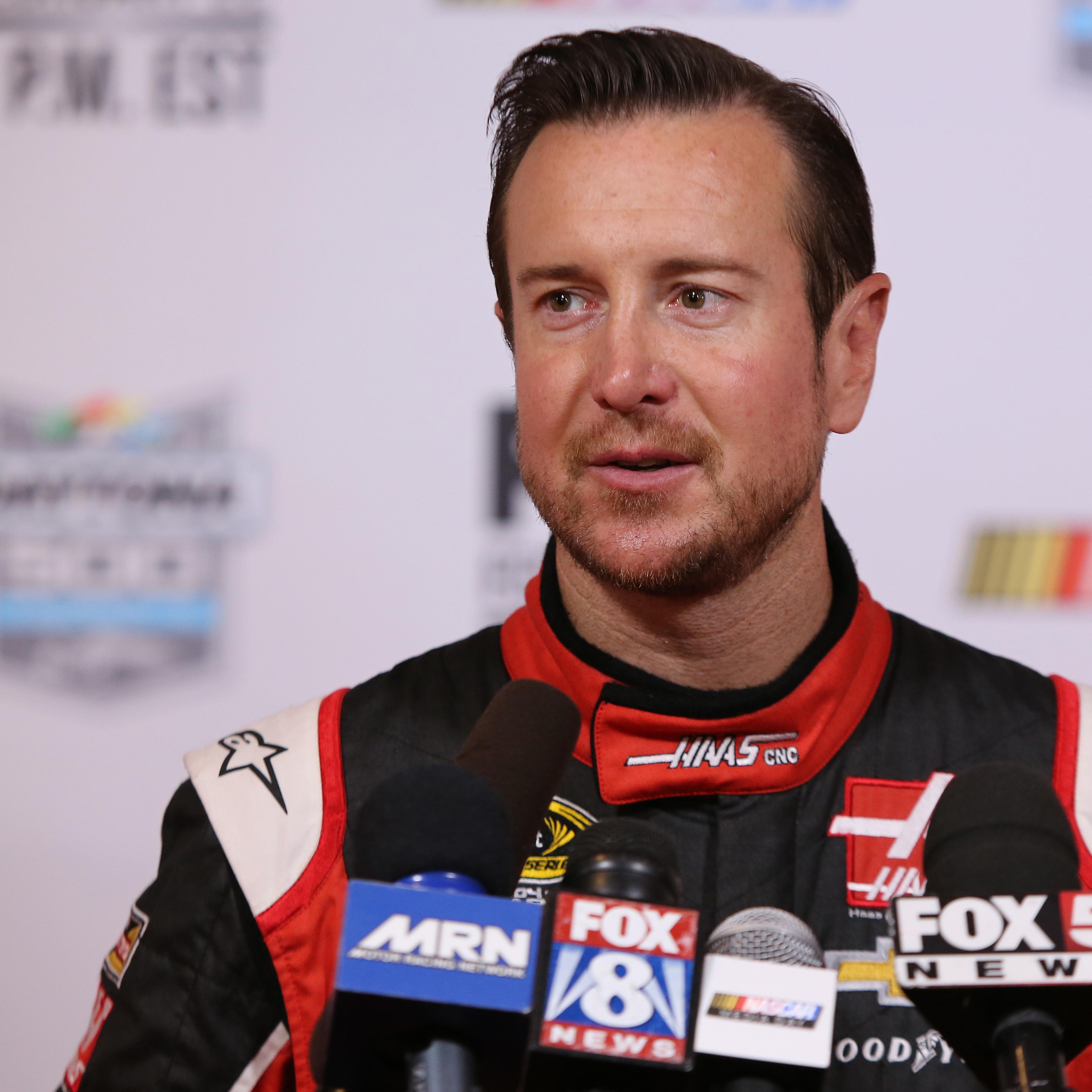 NASCAR Sprint Cup driver Kurt Busch speaks to the media during the 2015 NASCAR Media Day at Daytona International Speedway on Feb. 12, 2015 in Daytona Beach, Florida.