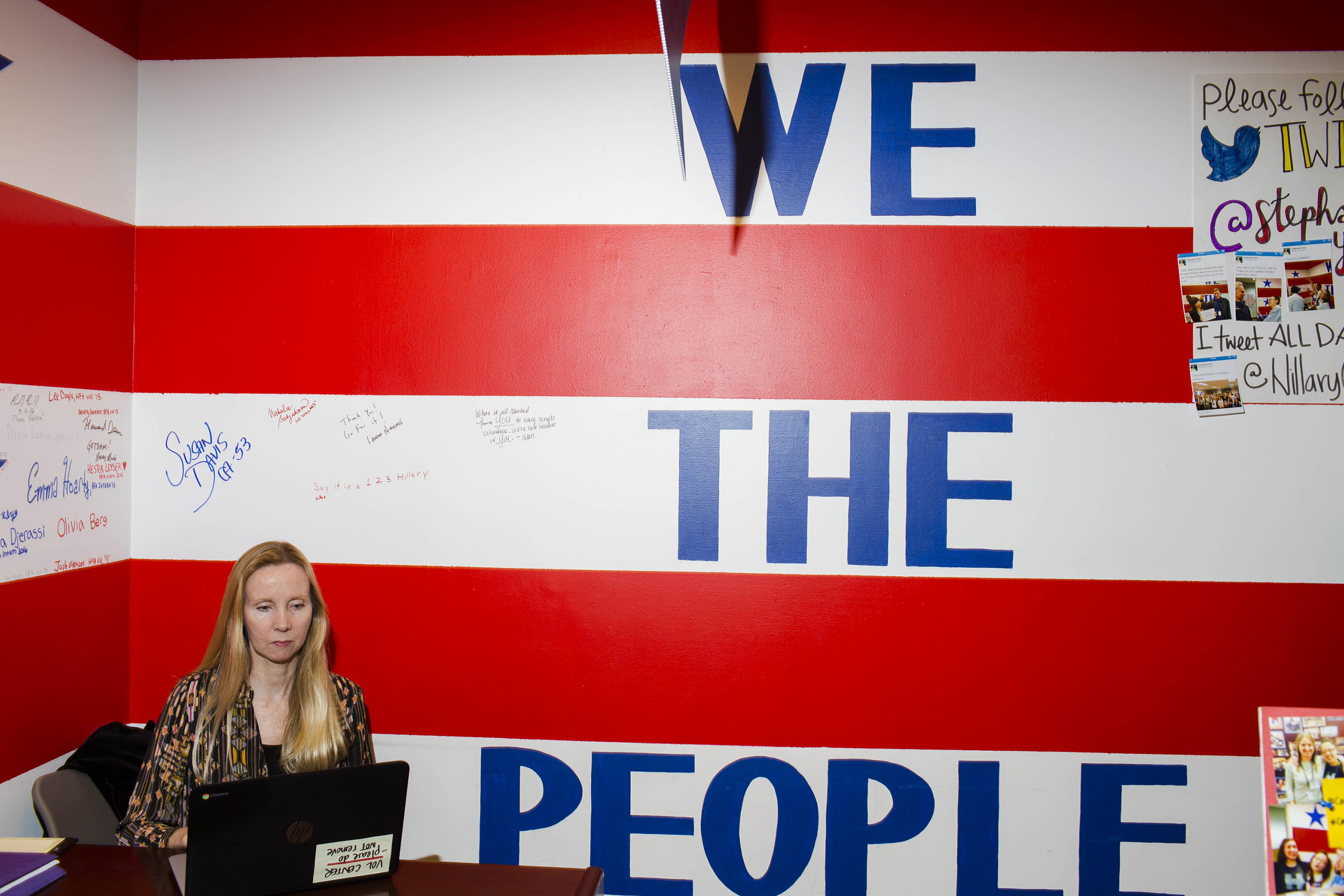 NEW YORK - MAY 24: Scenes from Inside the campaign headquarters of Hillary Clinton on May 24, 2016, in Brooklyn, NY. (Photo by Landon Nordeman)