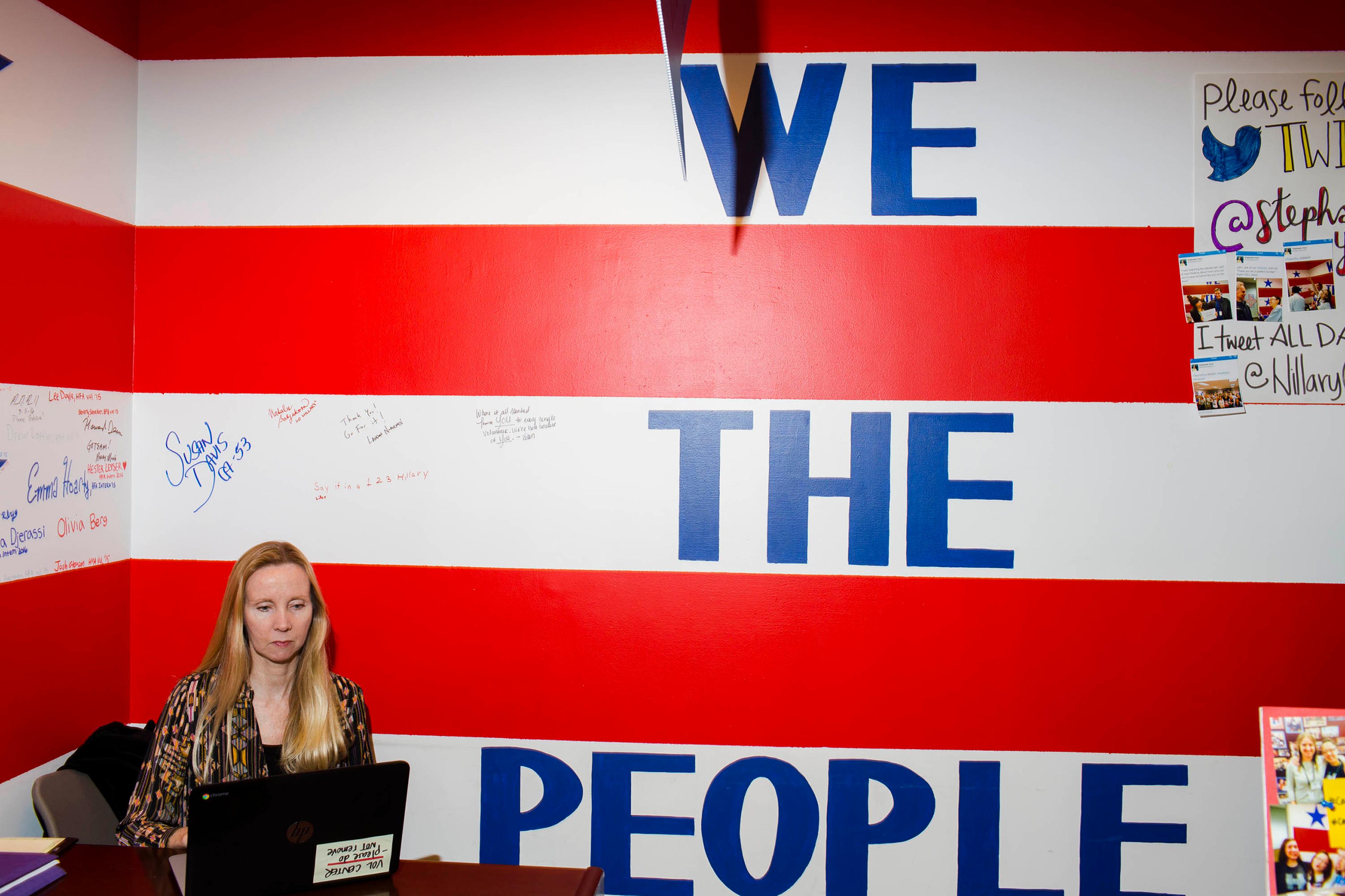 NEW YORK - MAY 24: Scenes from Inside the campaign headquarters of Hillary Clinton on May 24, 2016, in Brooklyn, NY. (Photo by Landon Nordeman)