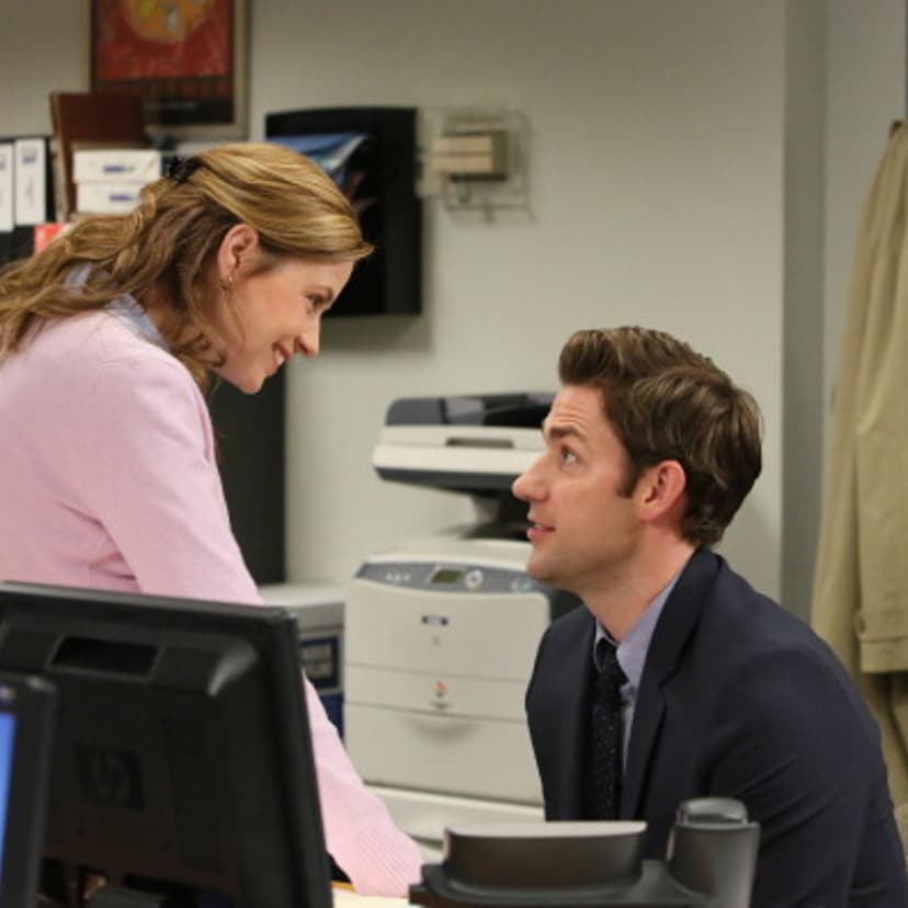 THE OFFICE -- 'Livin' The Dream' Episode 921 -- Pictured: (l-r) Jenna Fischer as Pam Beesly Halpert, John Krasinski as Jim Halpert