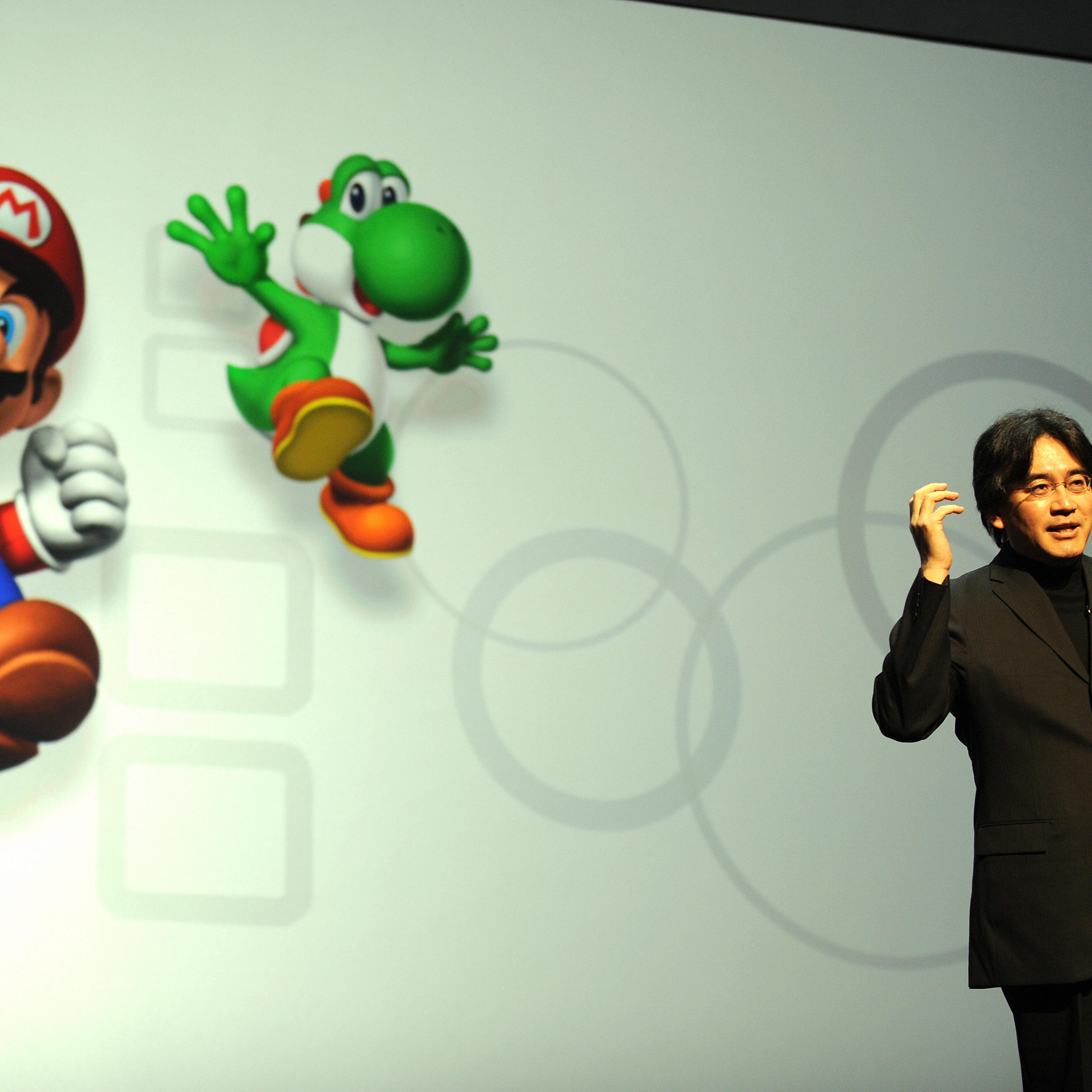 Satoru Iwata, President of Nintendo, delivers a speech during the Nintendo E3 media briefing at the Kodak Theater in Hollywood, California, on July 15, 2008.