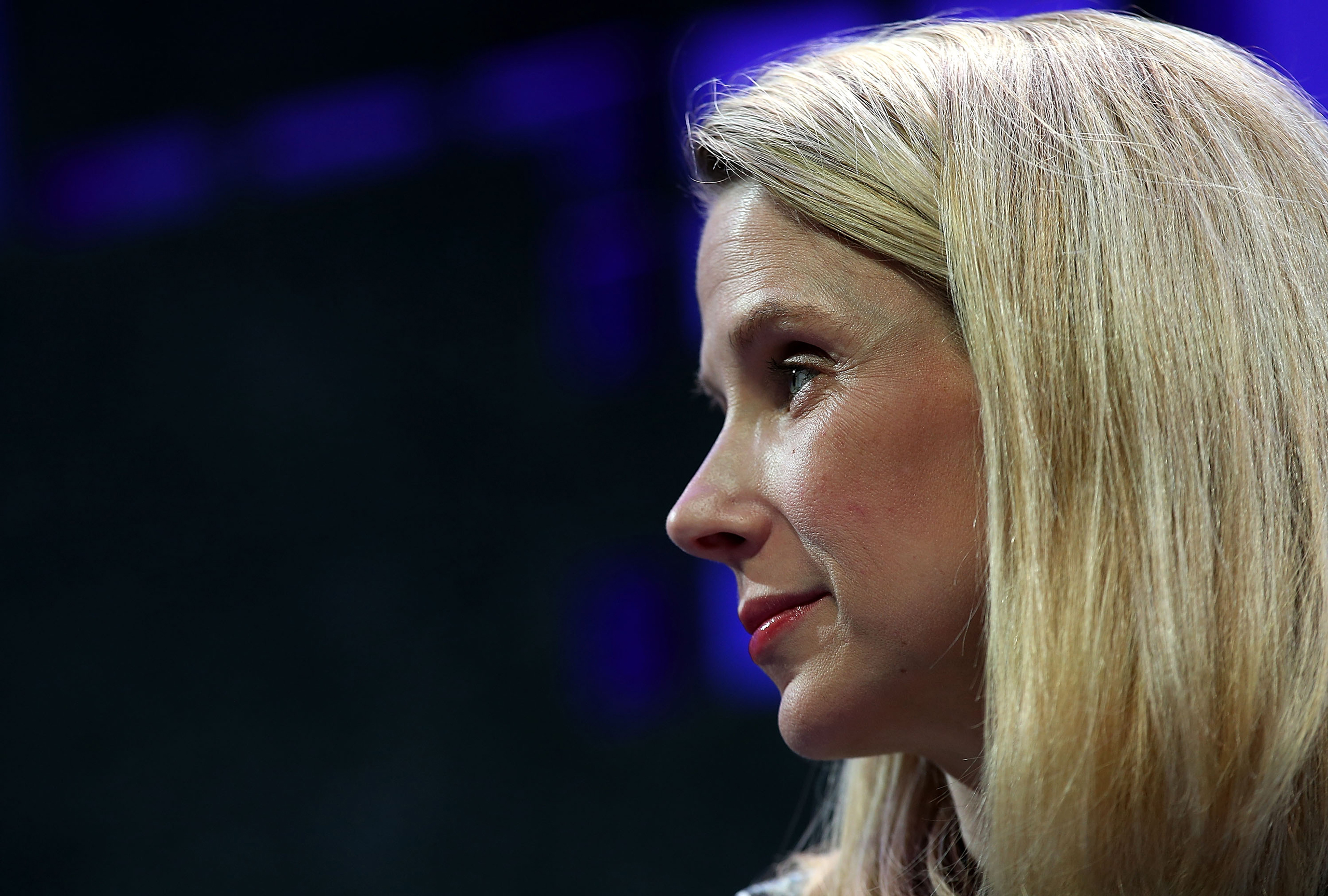 SAN FRANCISCO, CA - NOVEMBER 03: Yahoo president and CEO Marissa Mayer speaks during the Fortune Global Forum on November 3, 2015 in San Francisco, California. Business leaders are attending the Fortune Global Forum that runs through November 4. (Photo b