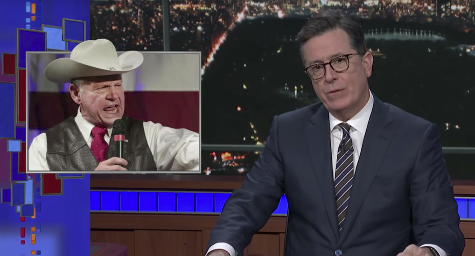 NOV. 14 - Stephen Colbert blasts Roy Moore after allegations emerge he was banned from an Alabama shopping mall for acting inappropriately with teenage girls