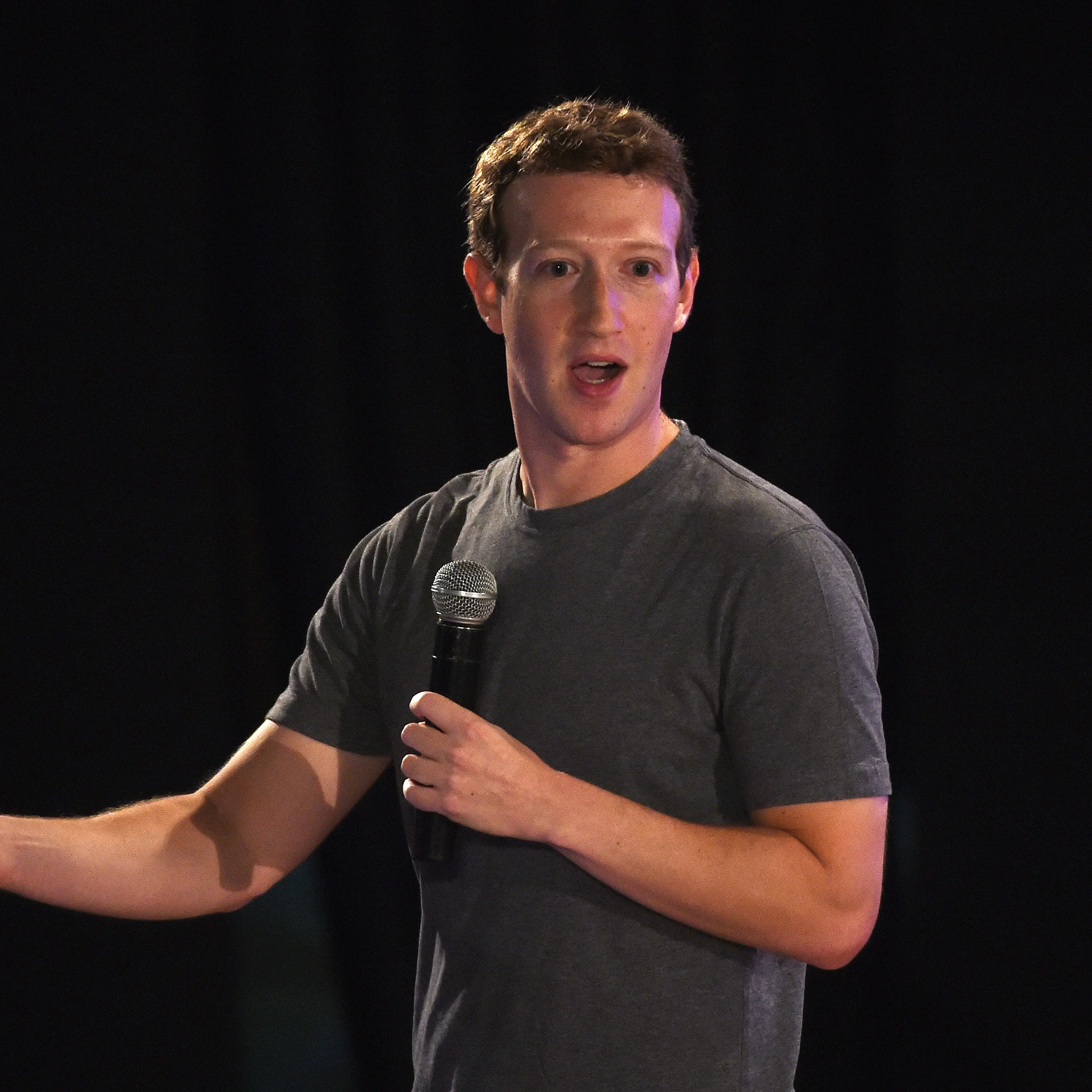 Facebook chief executive and founder Mark Zuckerberg speaks during a 'town-hall' meeting at the Indian Institute of Technology (IIT) in New Delhi on October 28, 2015.