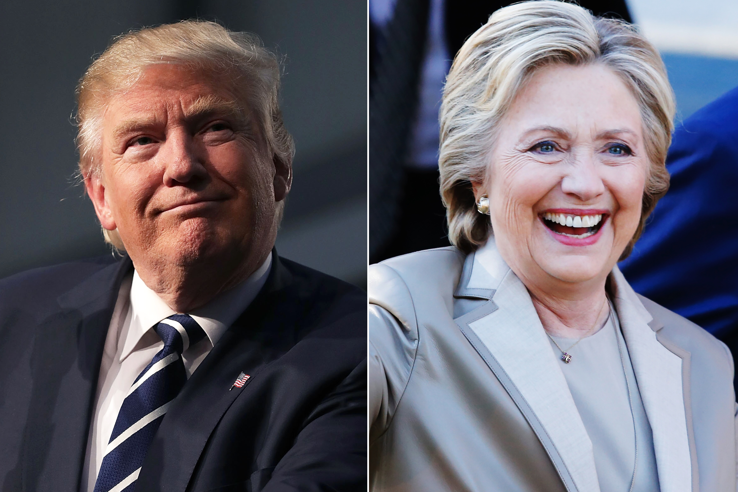 Donald Trump, on Nov. 8, 2016 in Grand Rapids, Mich. Hillary Clinton, on Nov. 08, 2016 in Chappaqua, N.Y.