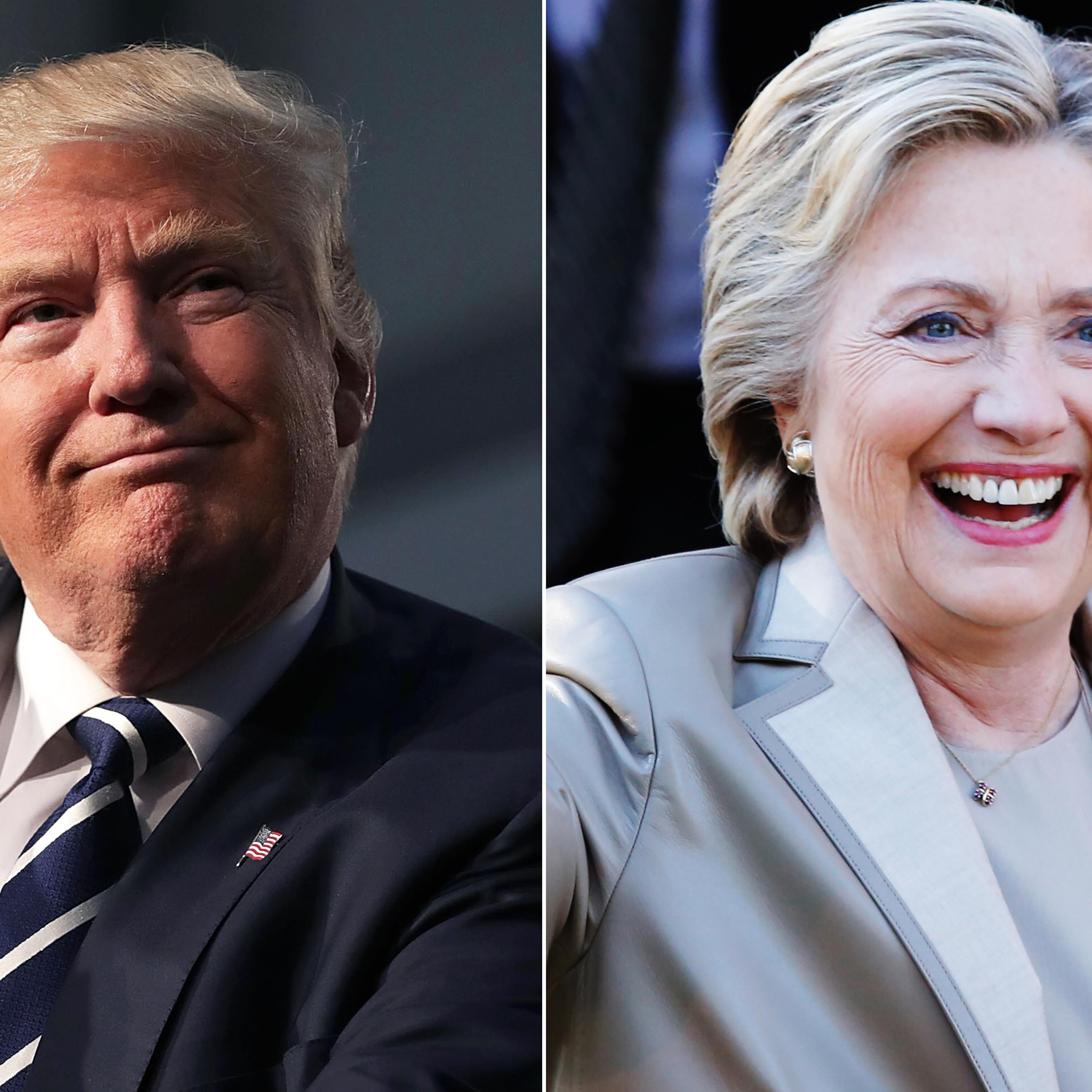 Donald Trump, on Nov. 8, 2016 in Grand Rapids, Mich. Hillary Clinton, on Nov. 08, 2016 in Chappaqua, N.Y.