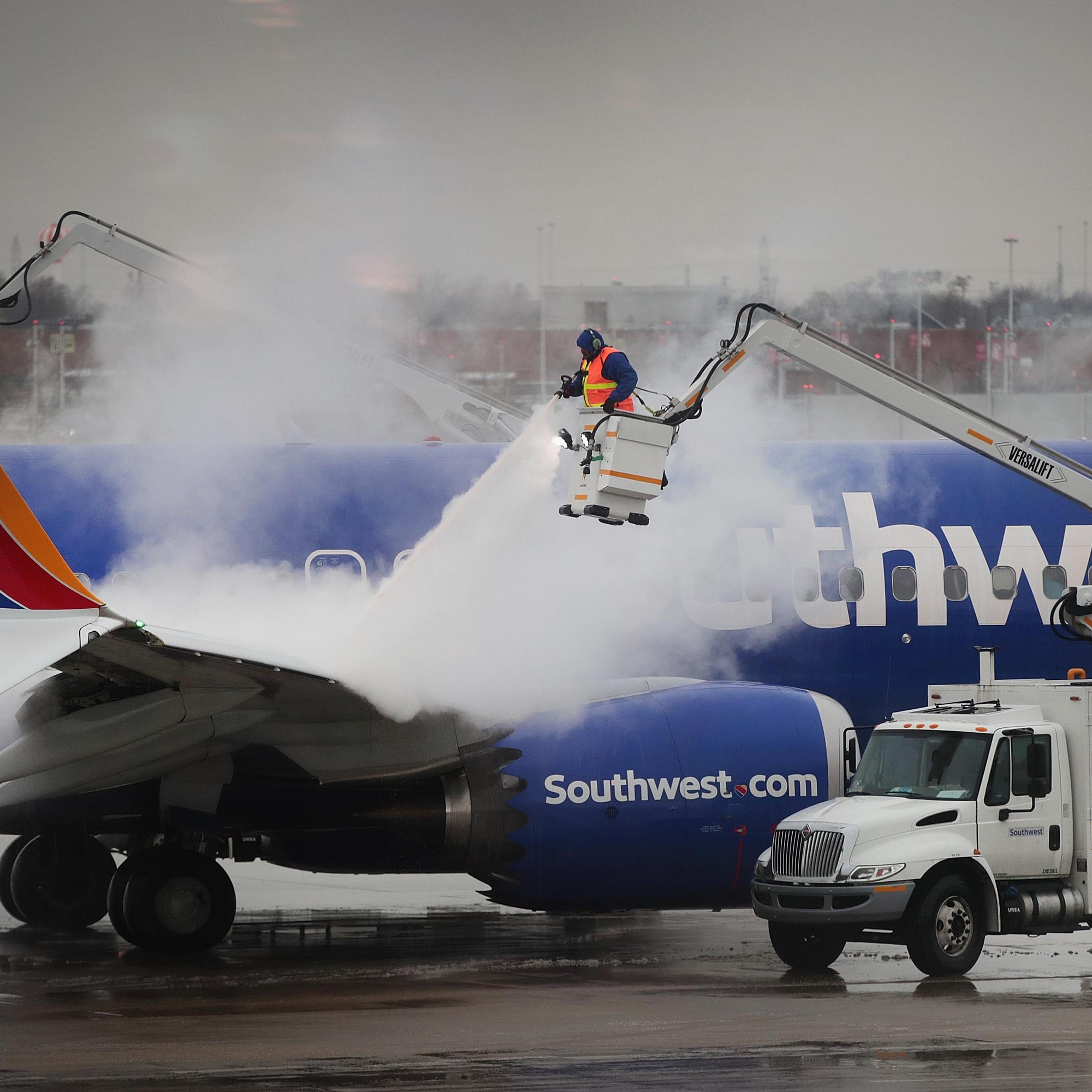 Planes Are Deiced At Chicago's Midway Airport