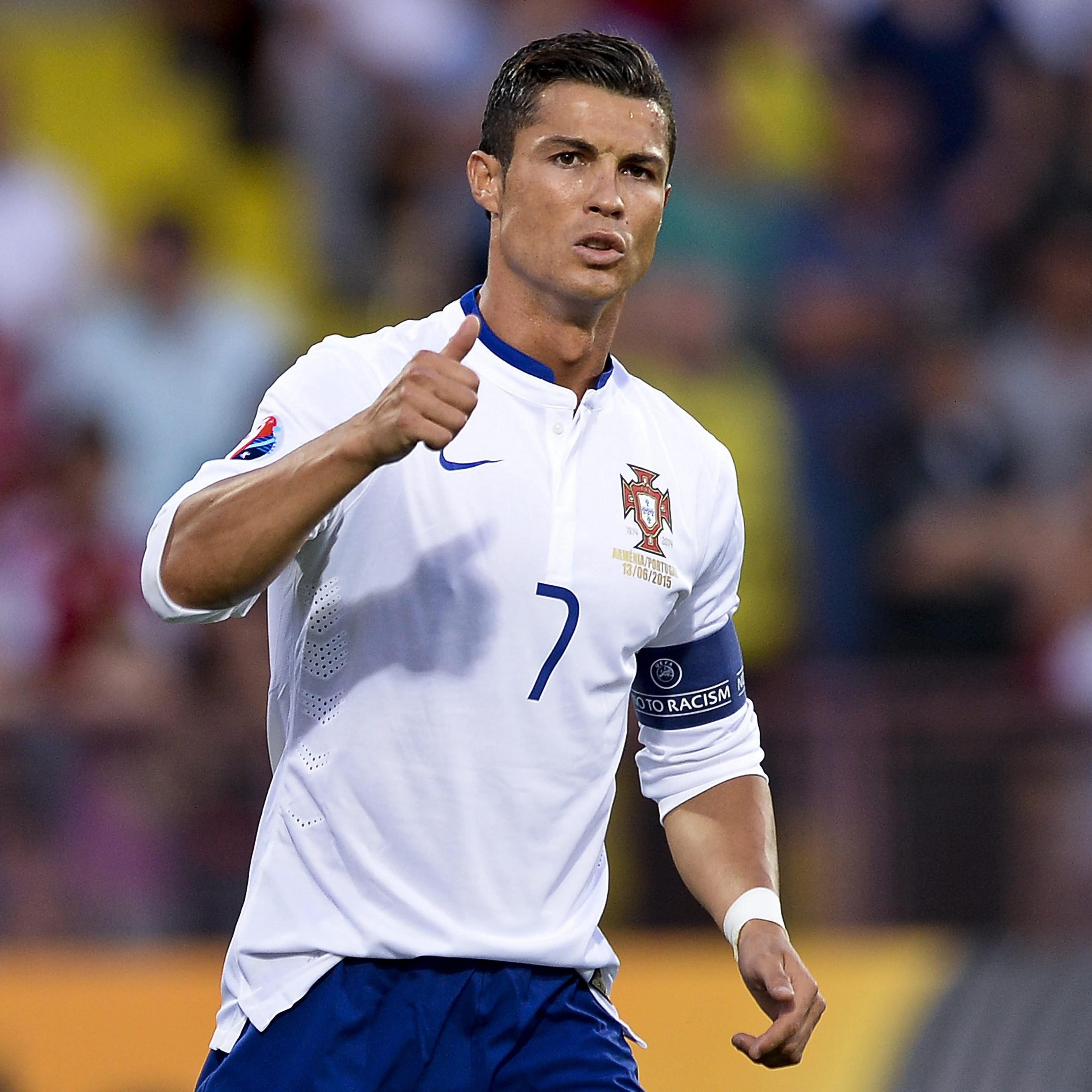 Portugal player Cristiano Ronaldo gestures during the UEFA EURO 2016 Qualifying - Group I soccer match against Armenia held at Republican Stadium in Yerevan, Armenia on June 13, 2015.