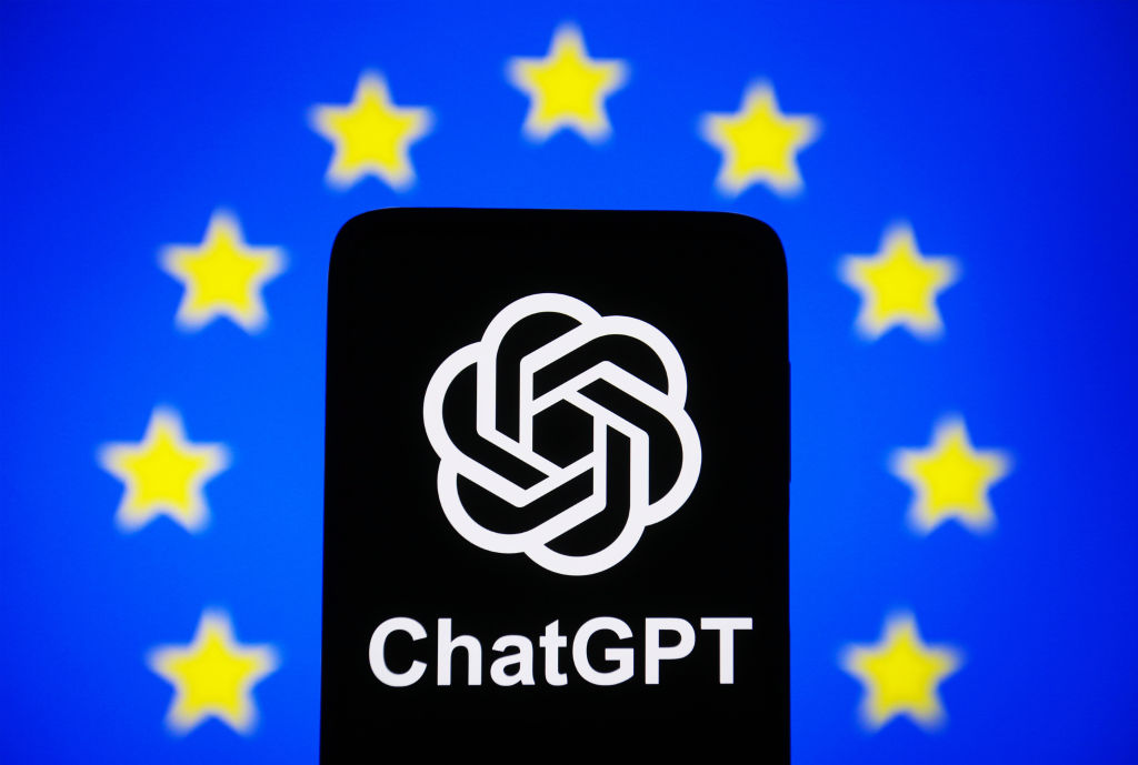 In this photo illustration, ChatGPT logo is seen on a