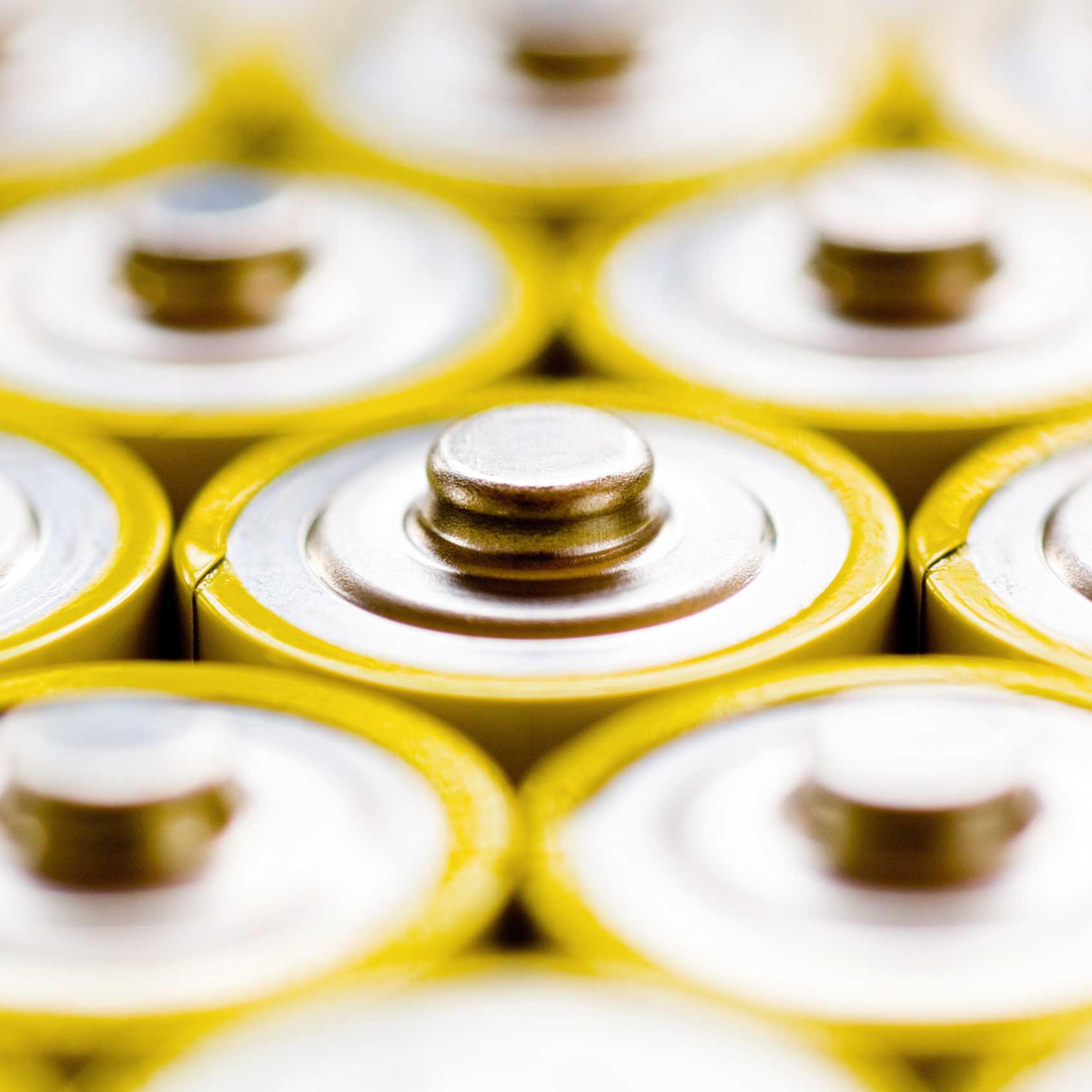 Tops of batteries, close-up