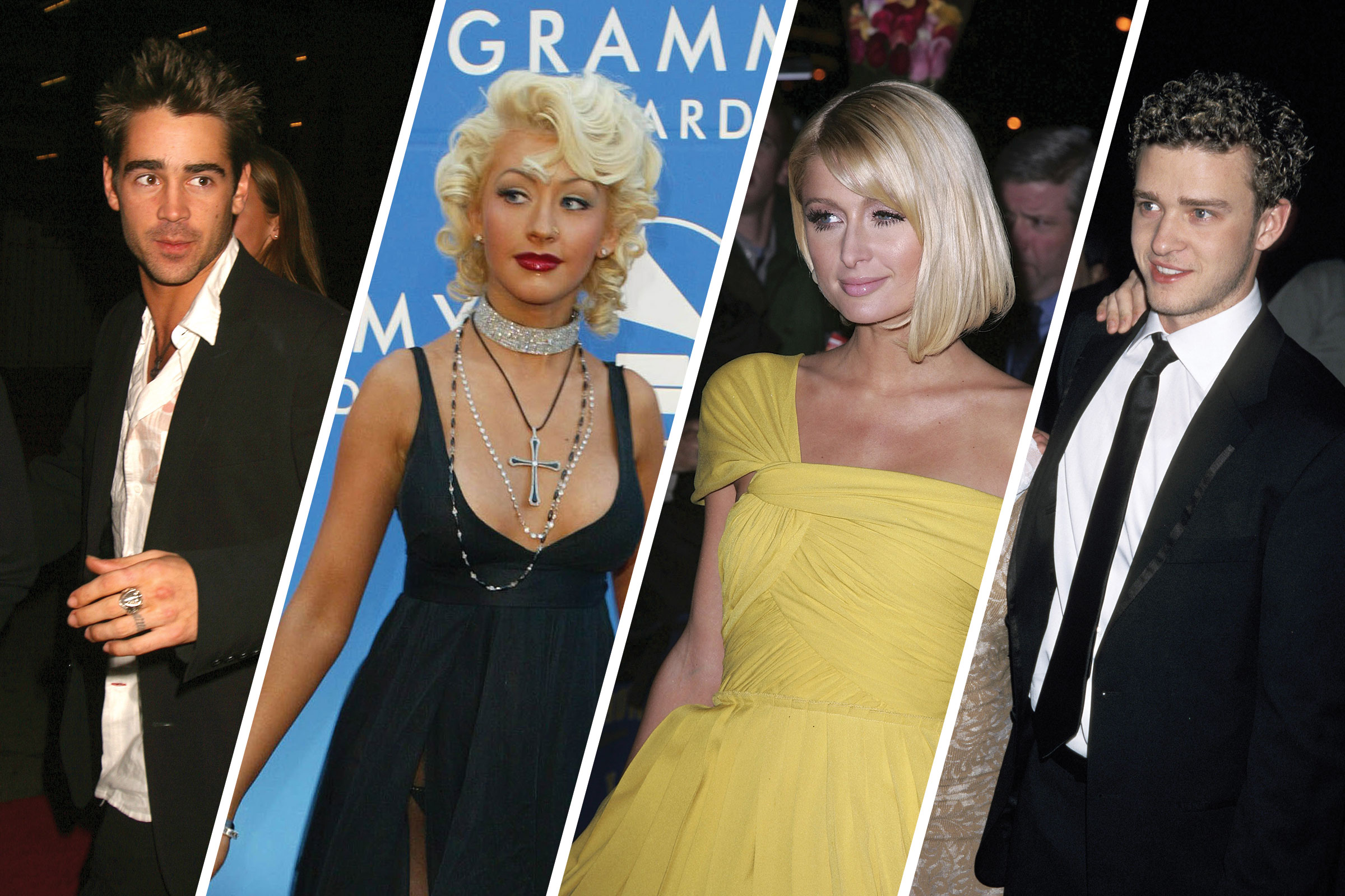 Colin Farrell, Christina Aguilera, Paris Hiton, and Justin Timberlake