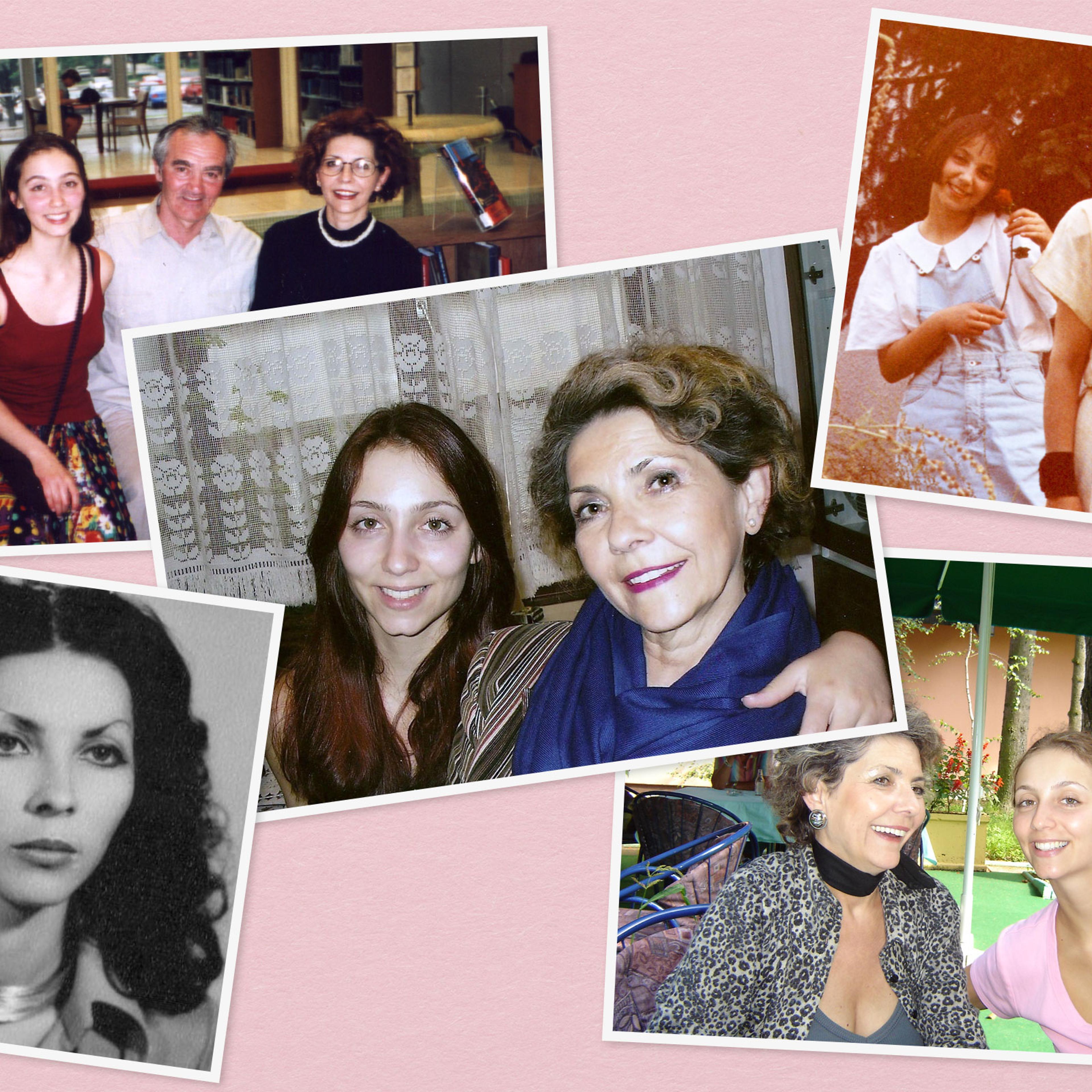 From Top Left, Clockwise: Nadja with her mother and father, 2000; Nadja and her mother, 2004; in Sarajevo, 1997; 2005; Nadja's mother in 1976