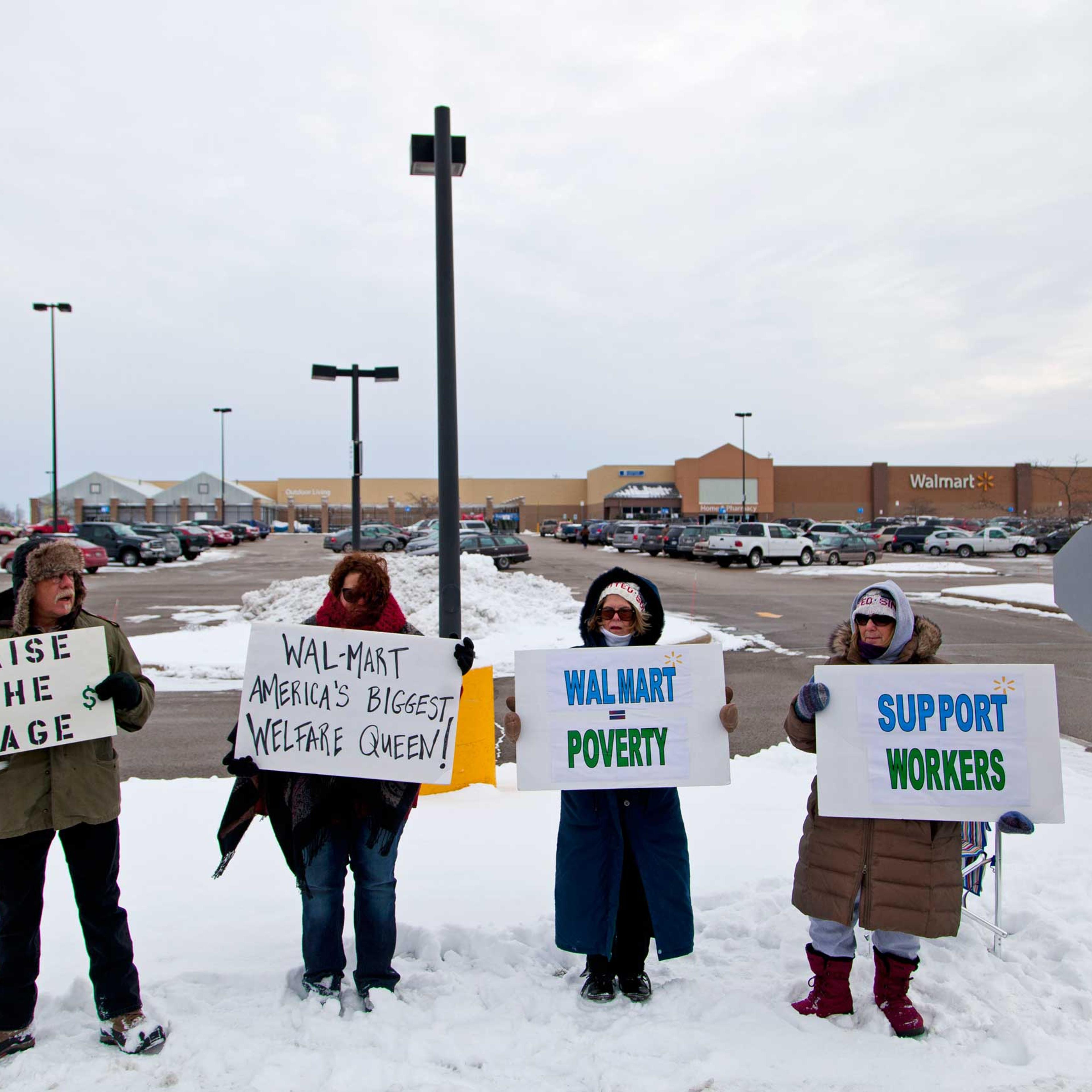 Protestors outside of the Watertown Walmart on Black Friday, Nov. 28, 2014 in Watertown, Wis.