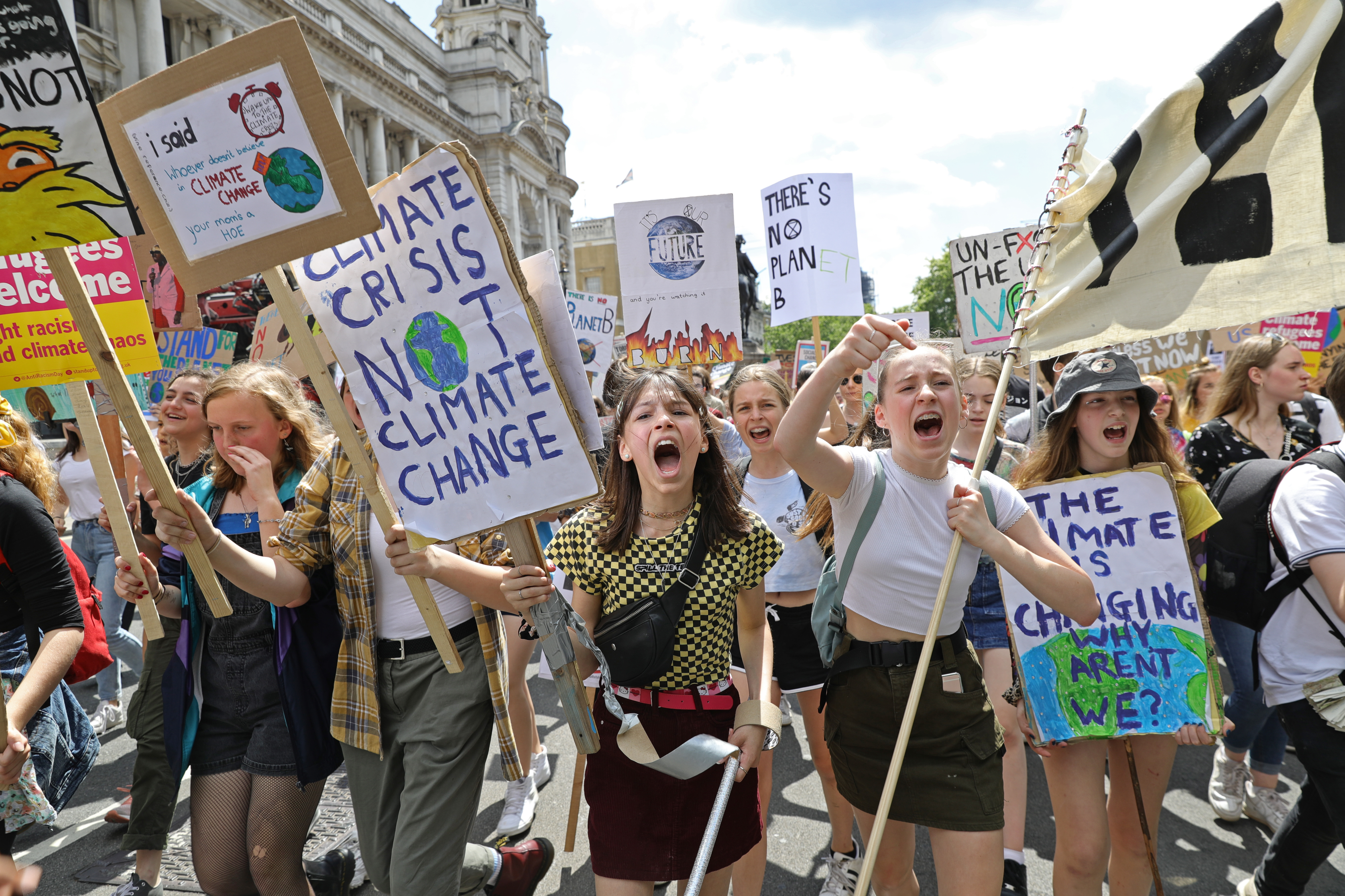 UK students take part in a strike for the climate crisis in London