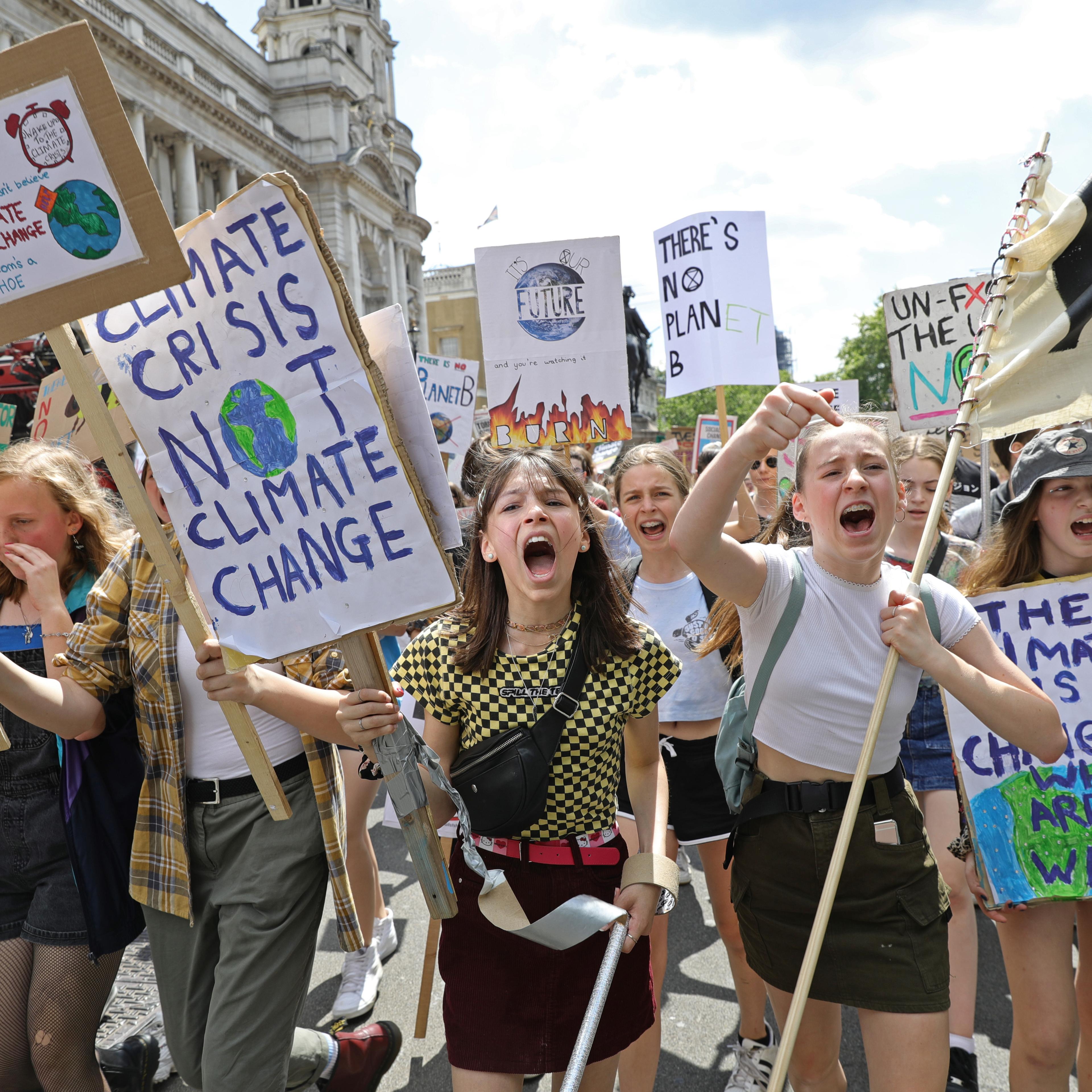UK students take part in a strike for the climate crisis in London